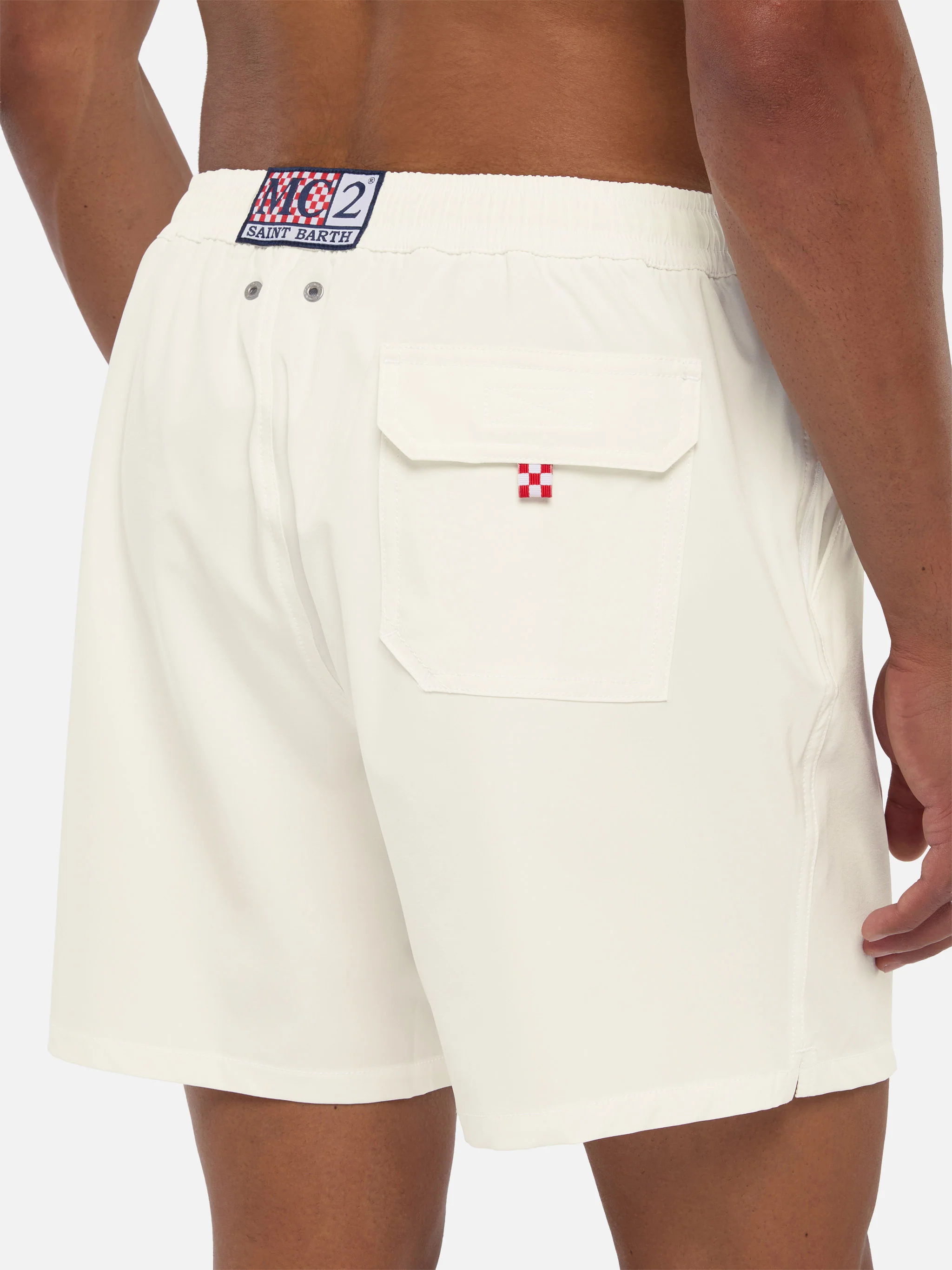 White Comfort swim shorts  with St. Barth embroidery - Image 6
