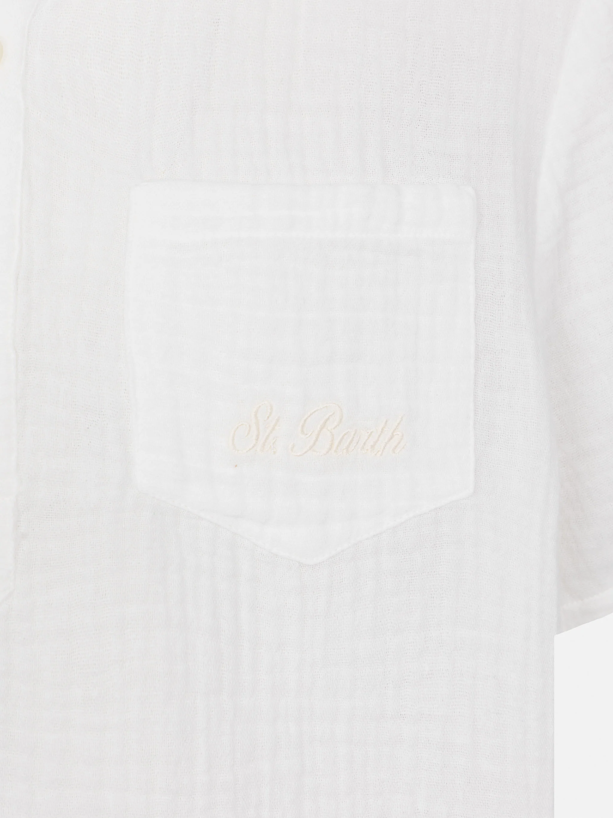 White cotton gauze polo shirt Madeira - Image 3