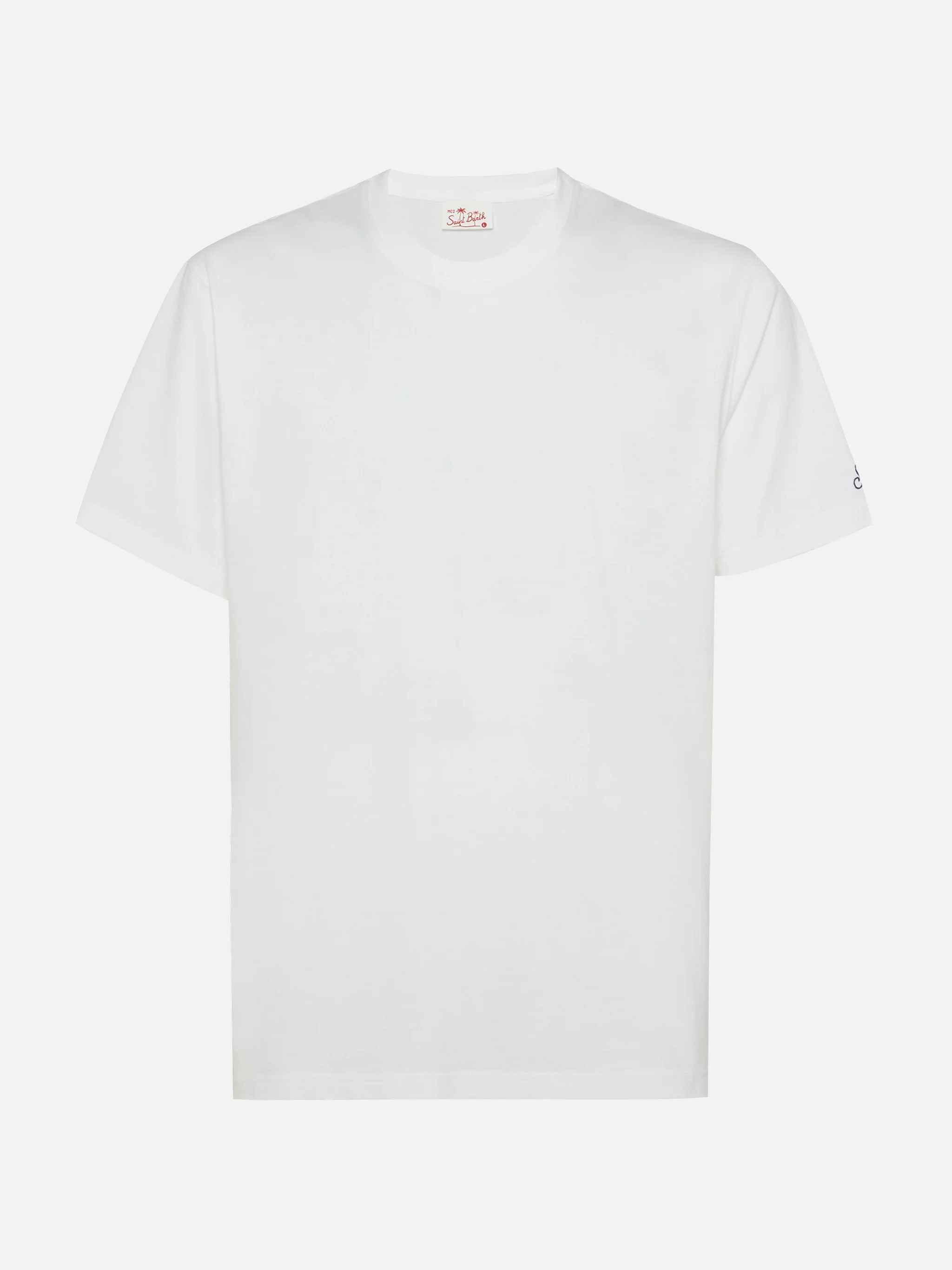 White cotton jersey t-shirt Dover with St. Barth embroidery