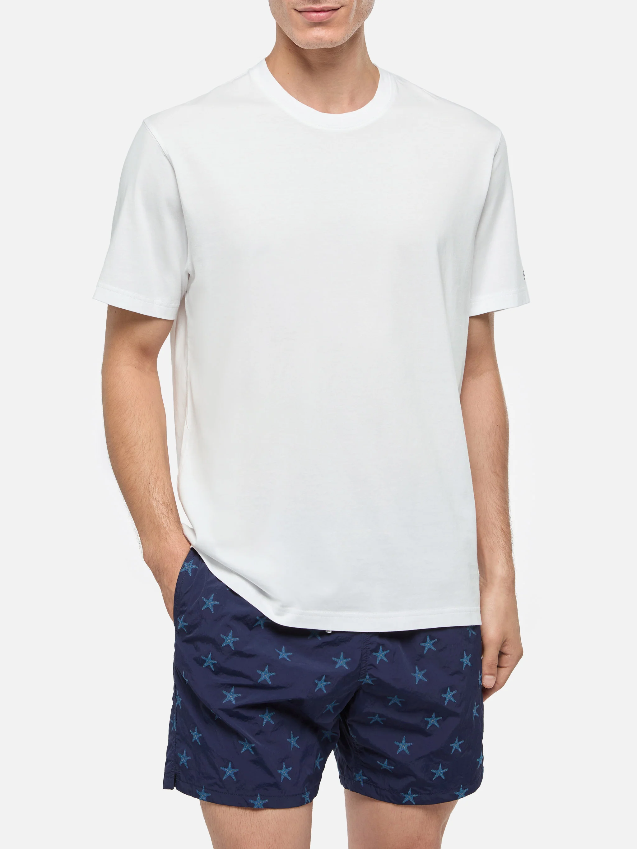 White cotton jersey t-shirt Dover with St. Barth embroidery - Image 2