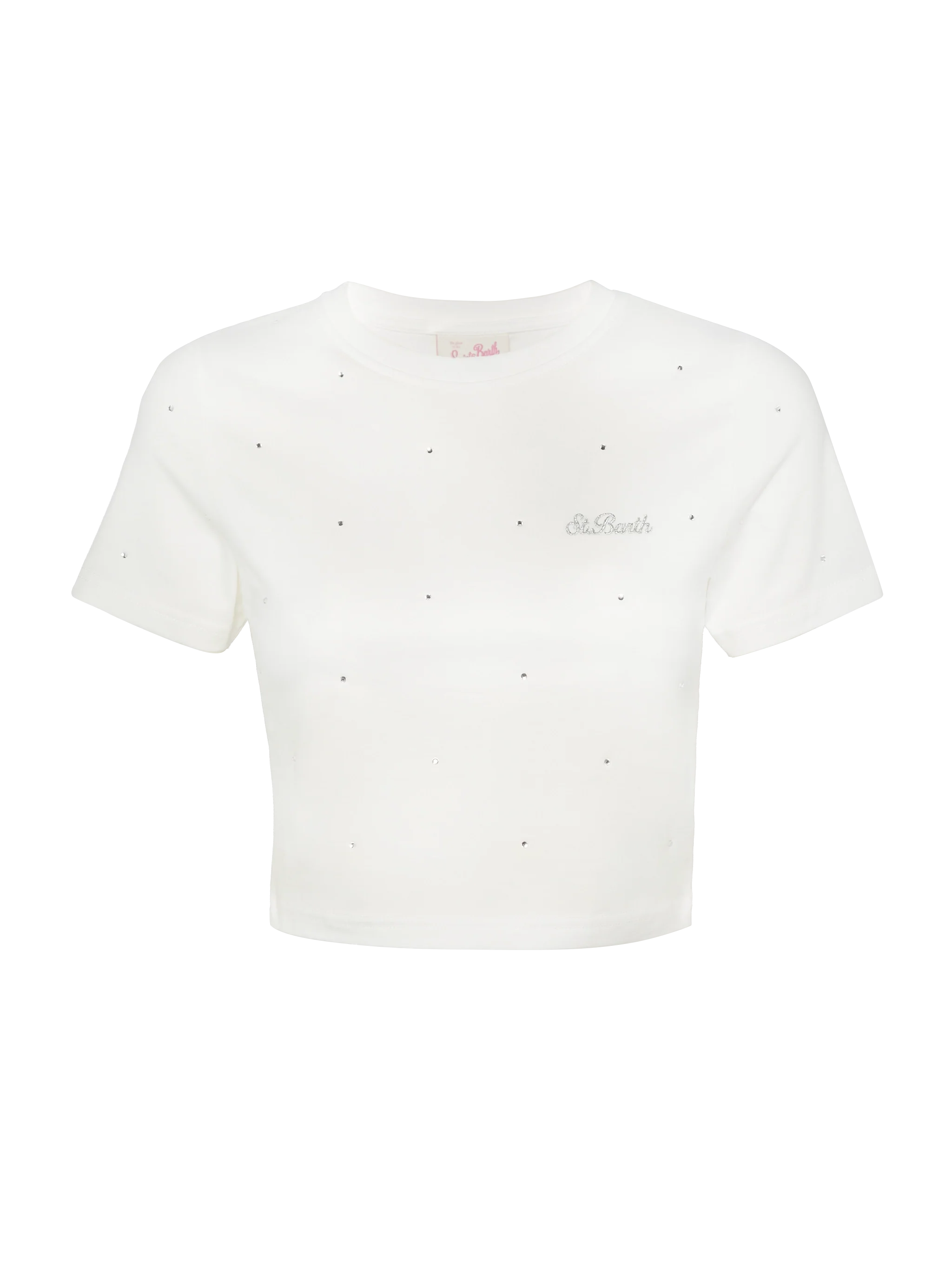 White cotton Nives T-shirt with all-over rhinestones - Image 5