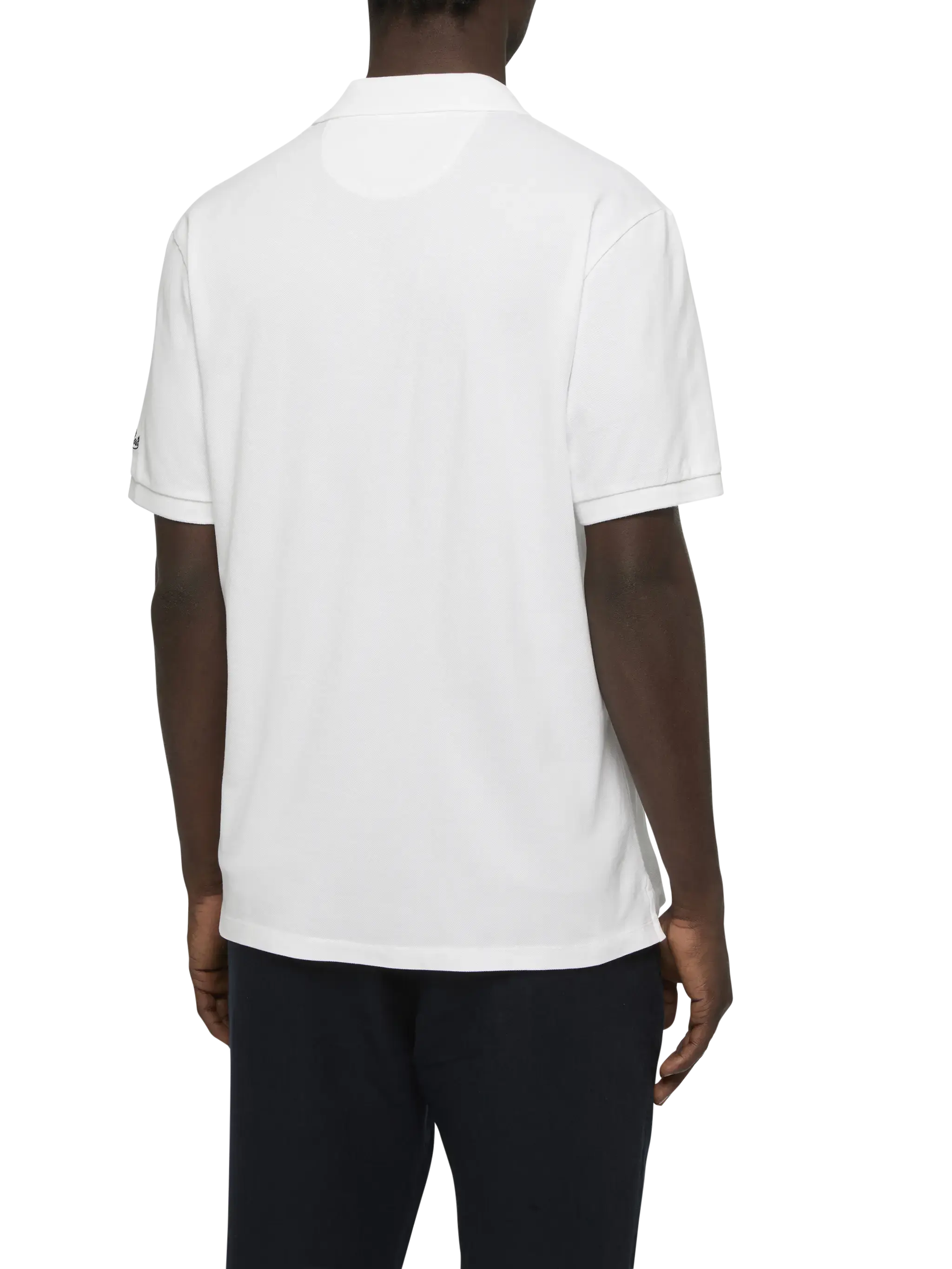 White cotton piquet buttonless polo shirt Charles - Image 3