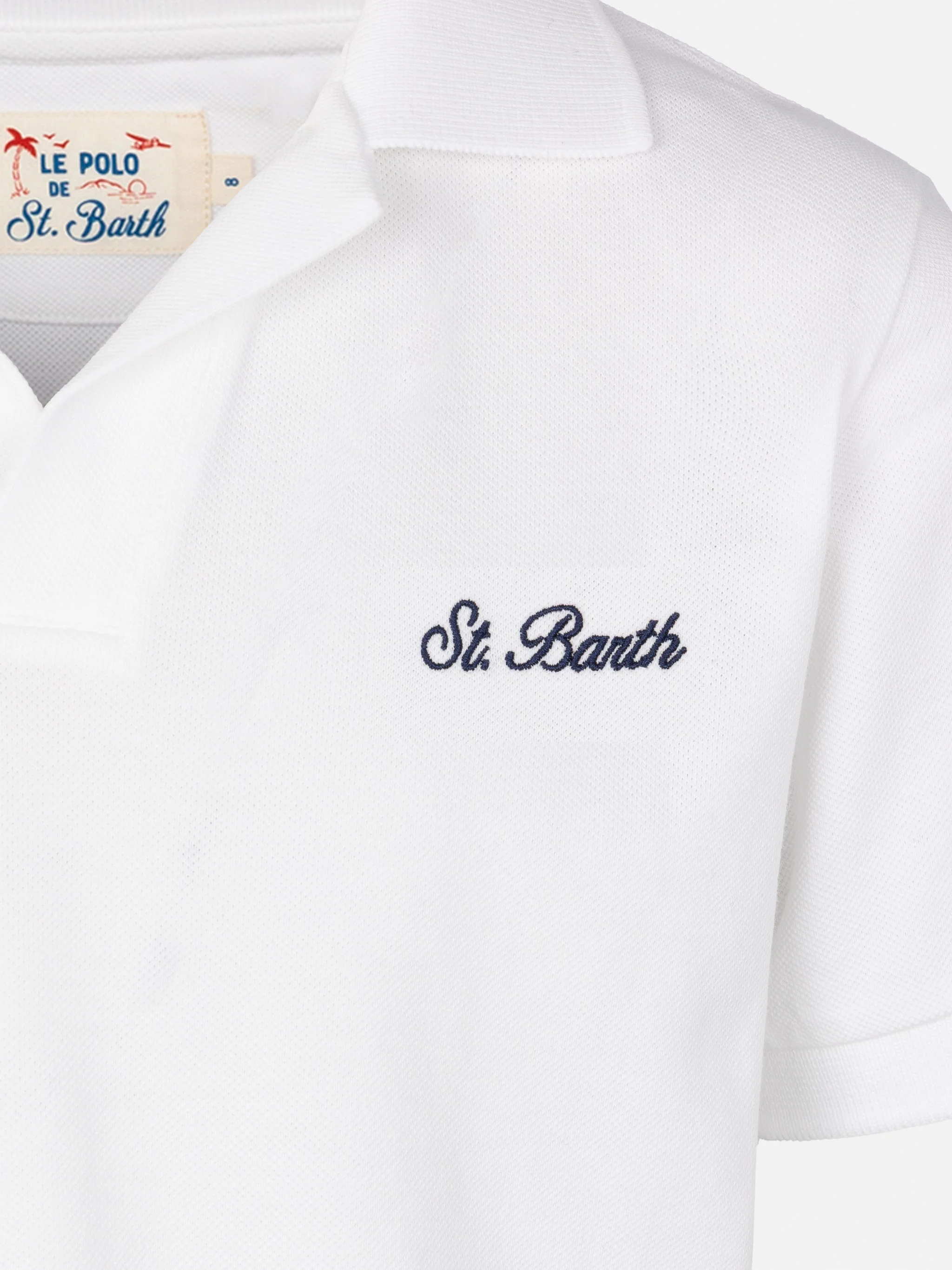 White cotton piquet buttonless polo shirt Charles Jr - Image 3