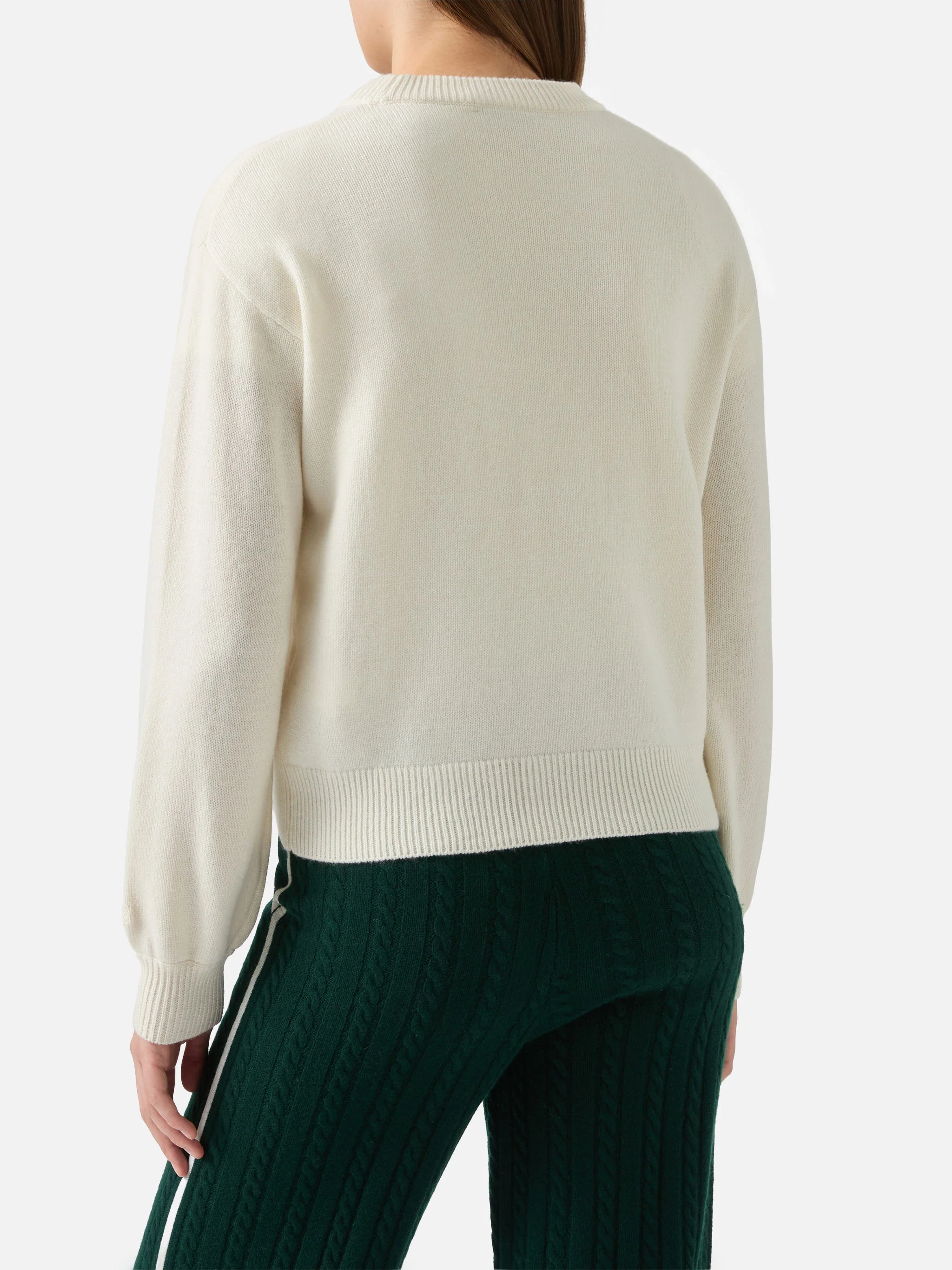 White crewneck Danya with Cortina Habitué patch - Image 3