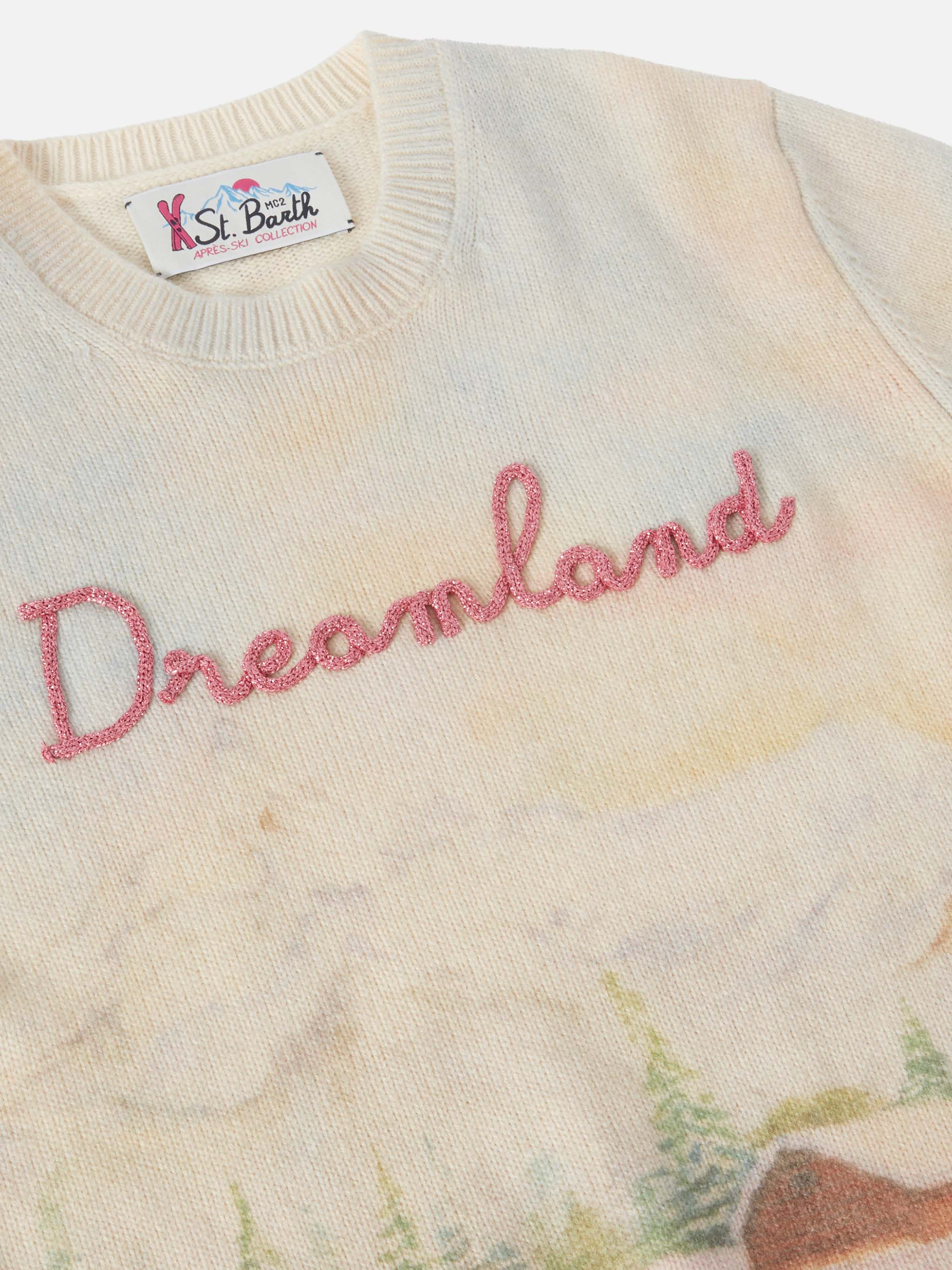White crewneck Princess with mountain print and dreamland  embroidery - Image 2