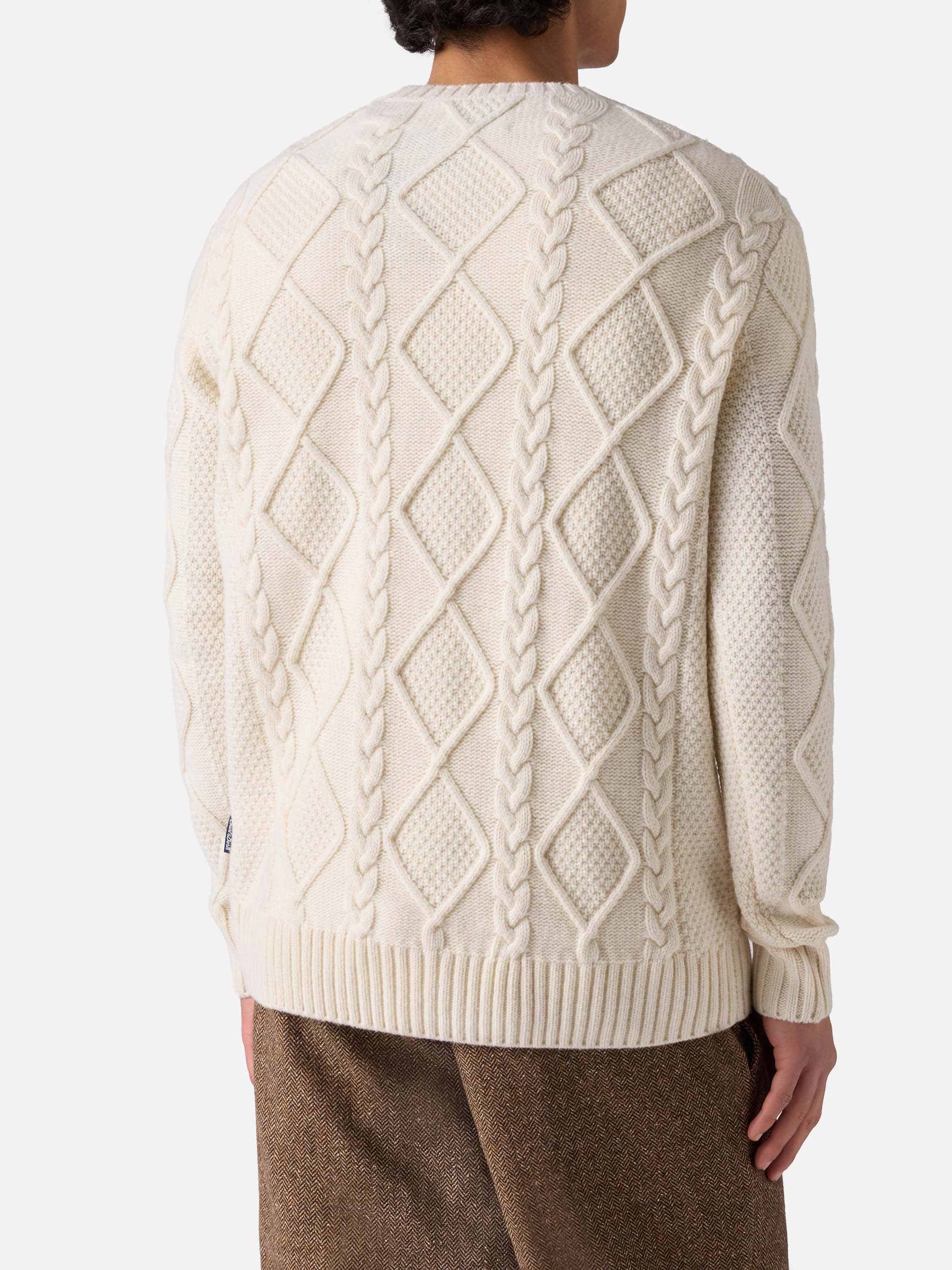 White crewneck Bergen Tricot with Posta Cortina embroidery - Image 3