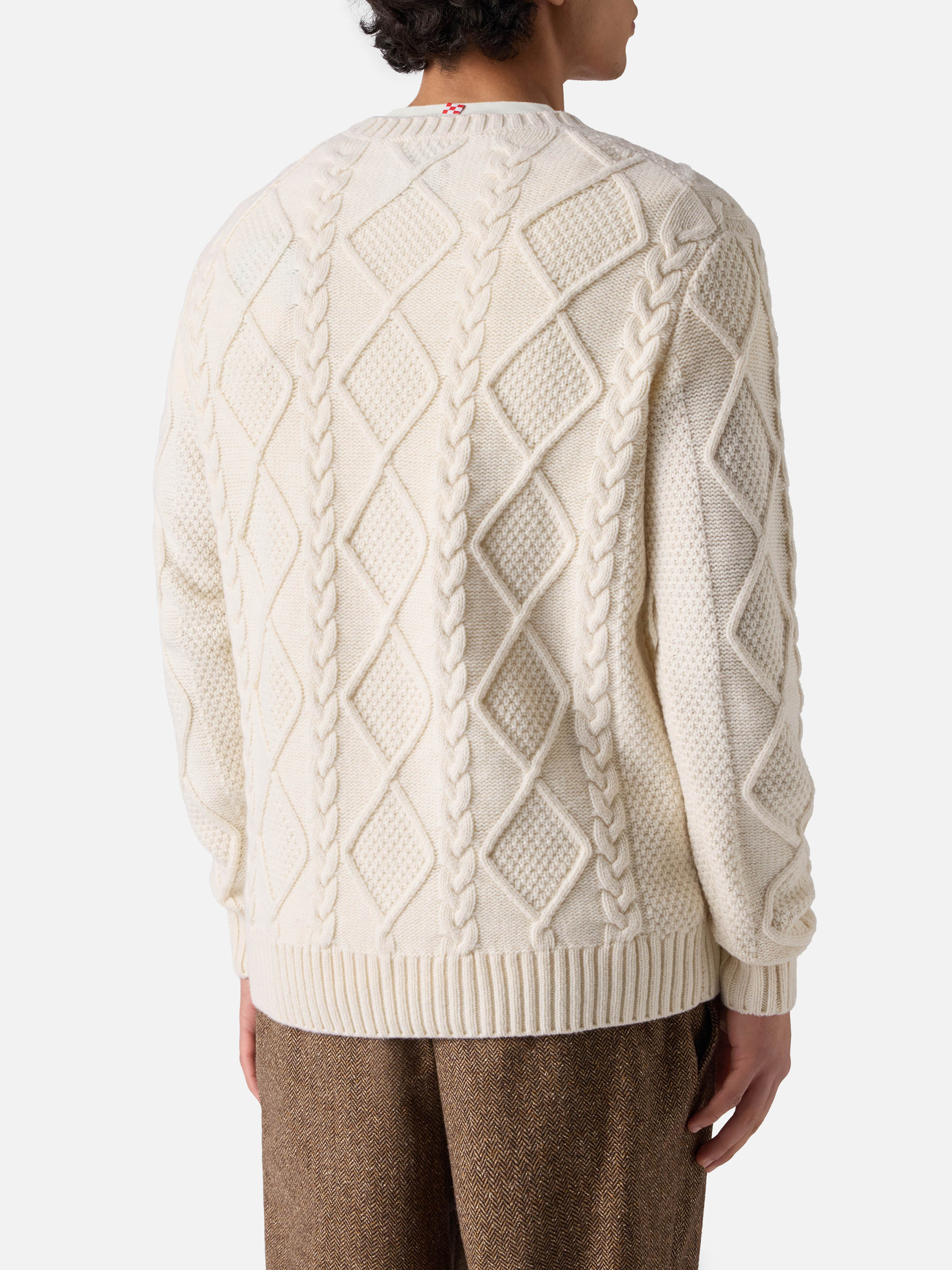 White crewneck sweater Bergen Tricot with Vacanze di Natale '83 embroidery - Image 3