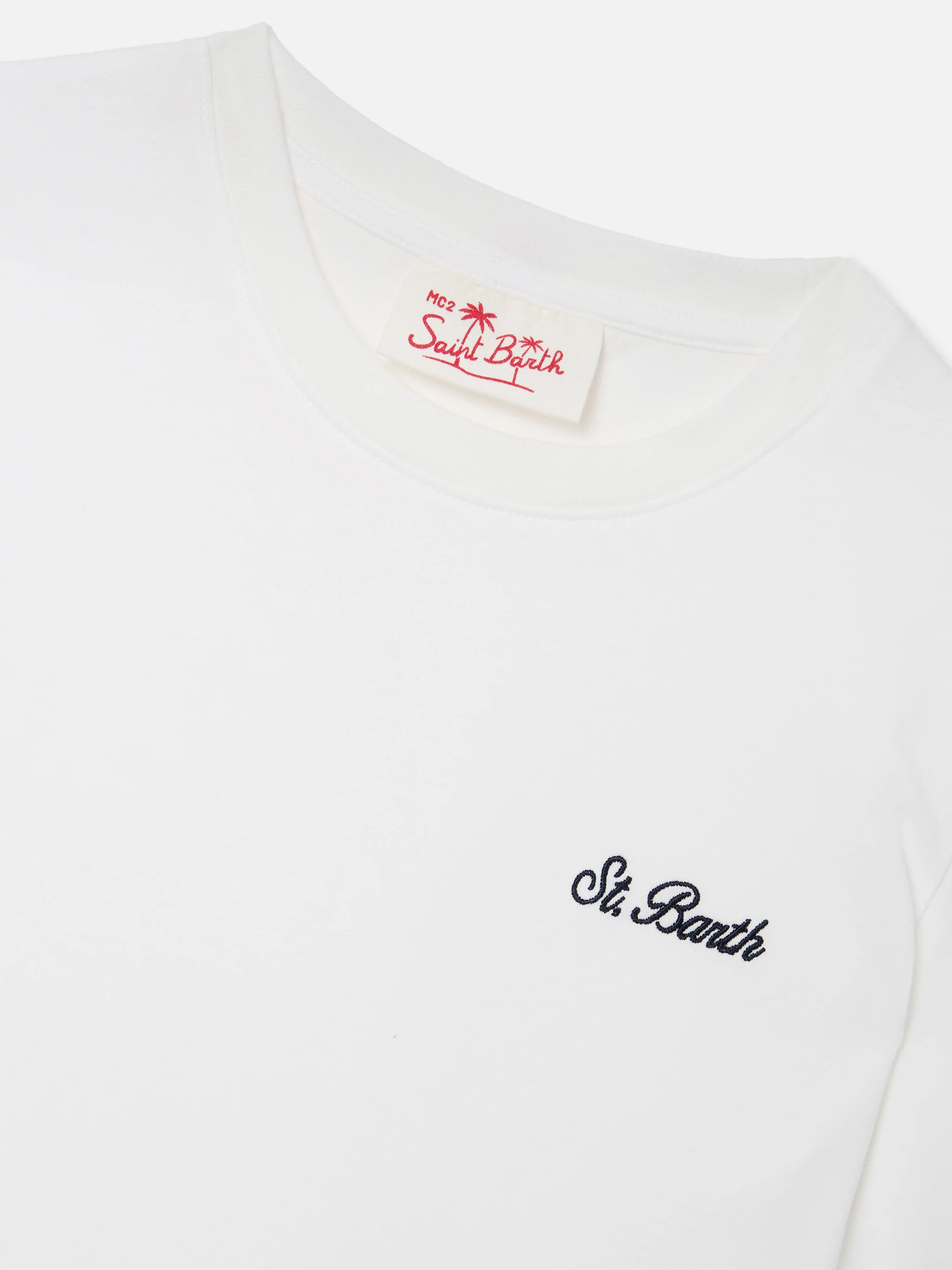 White Dover Jr t-shirt in pure cotton with embroidered logo - Image 2