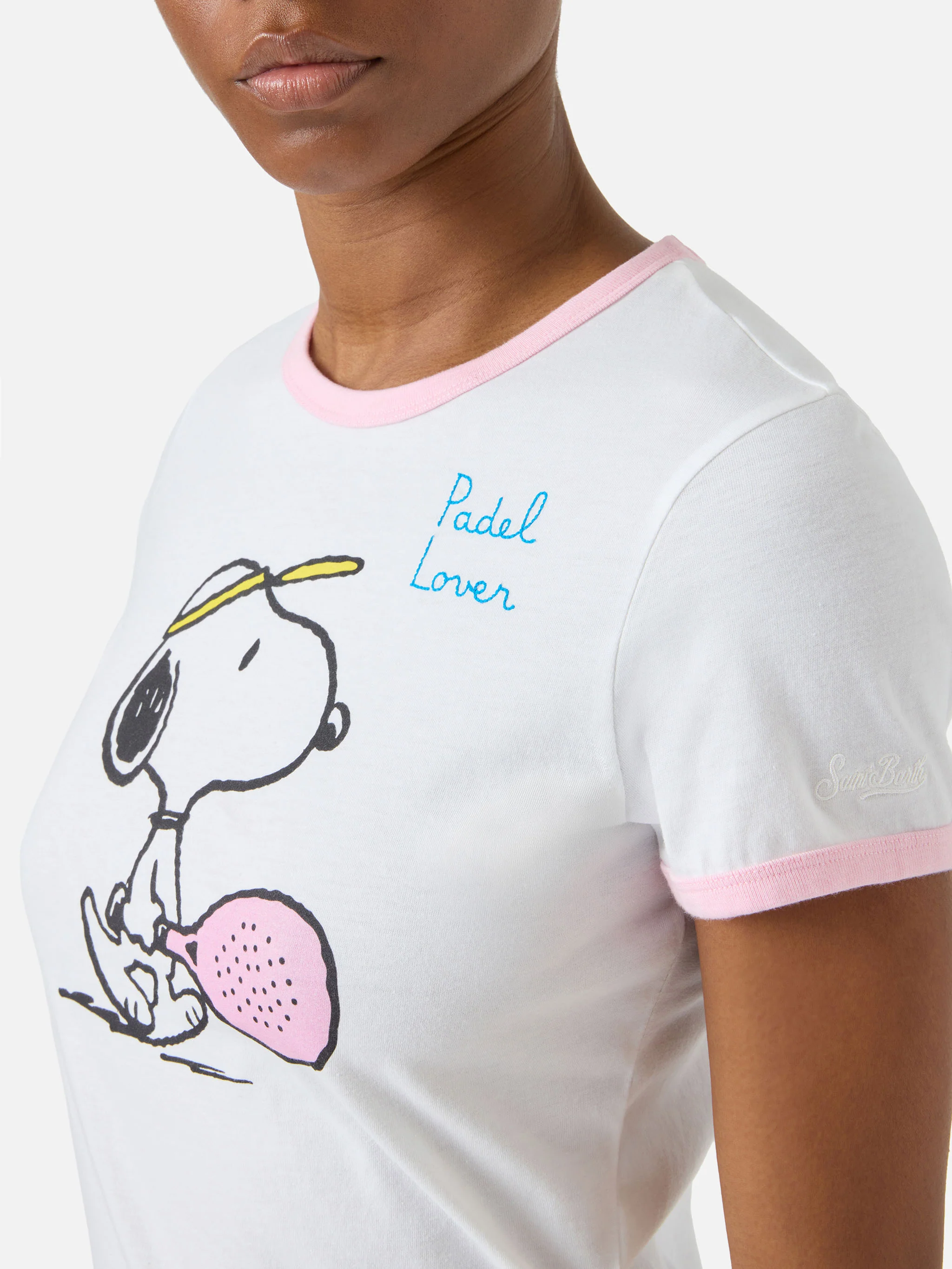 White Emilie String T-shirt with Snoopy print and Padel Lover embroidery | Special edition - Image 2