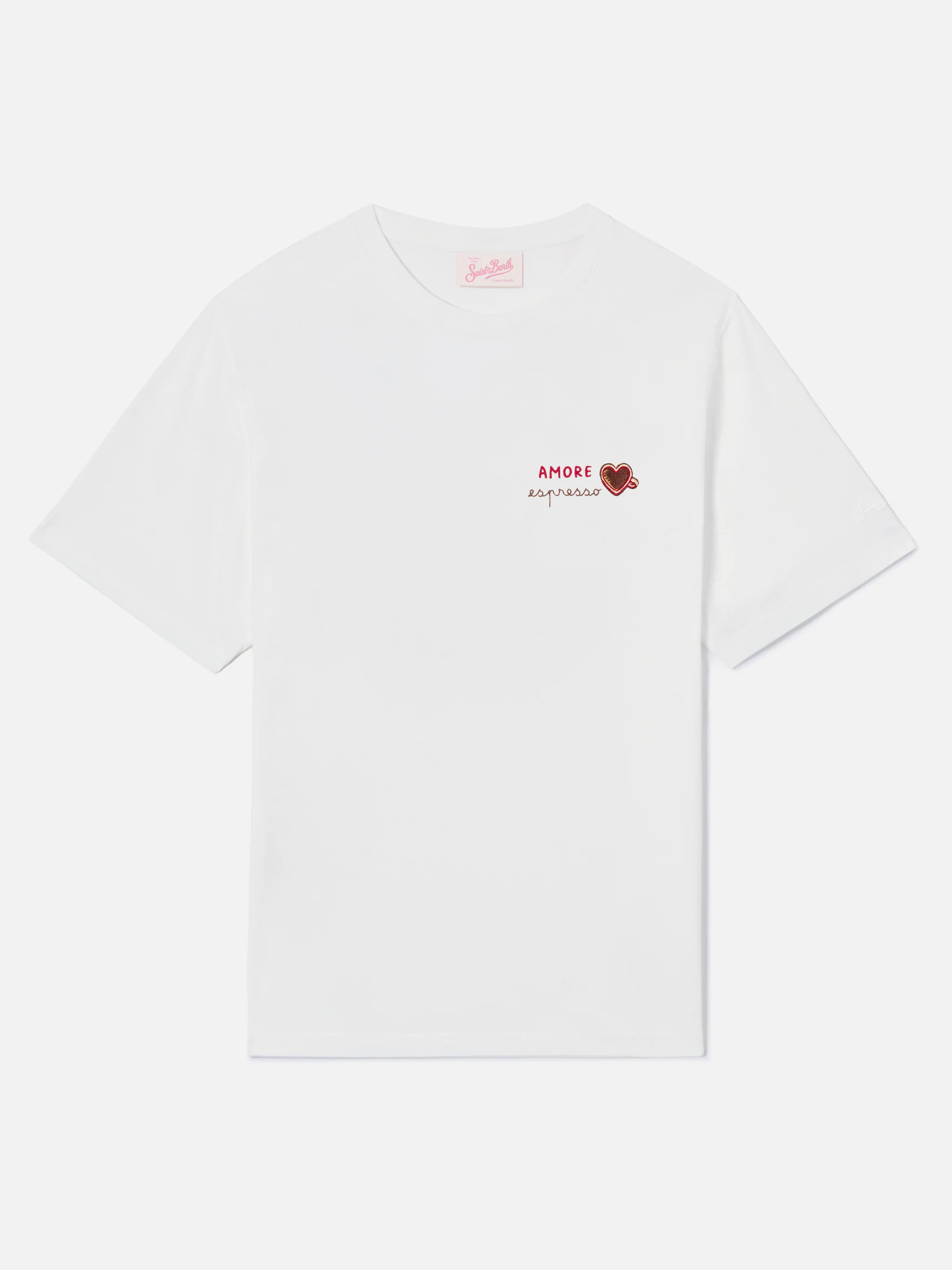 White Emilie T-shirt with Amore Espresso embroidery - Image 4
