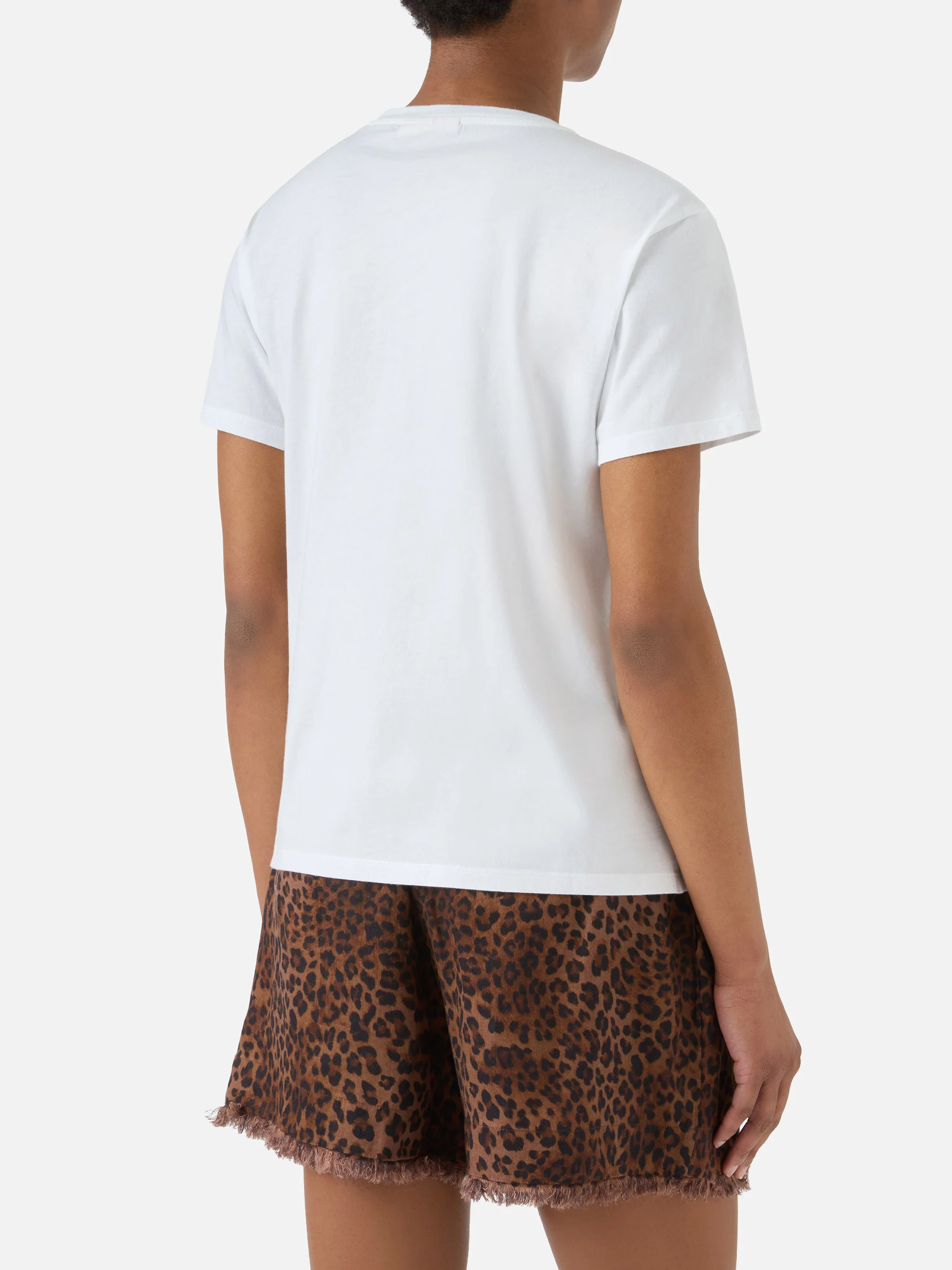 White Emilie T-shirt with Bollicine Queen embroidery and rhinestones - Image 3