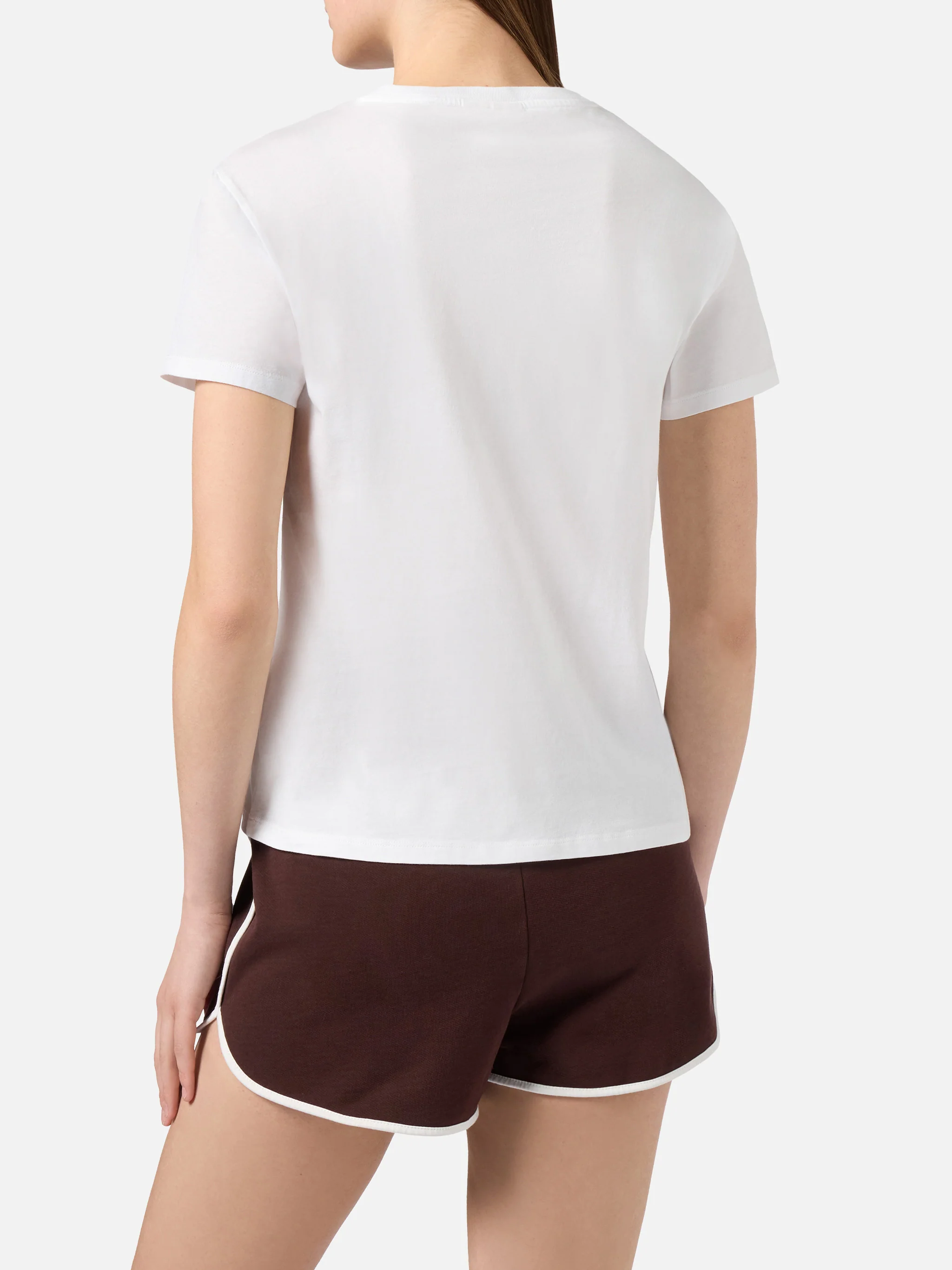 White Emilie T-shirt with embroidered animal print logo patch - Image 3