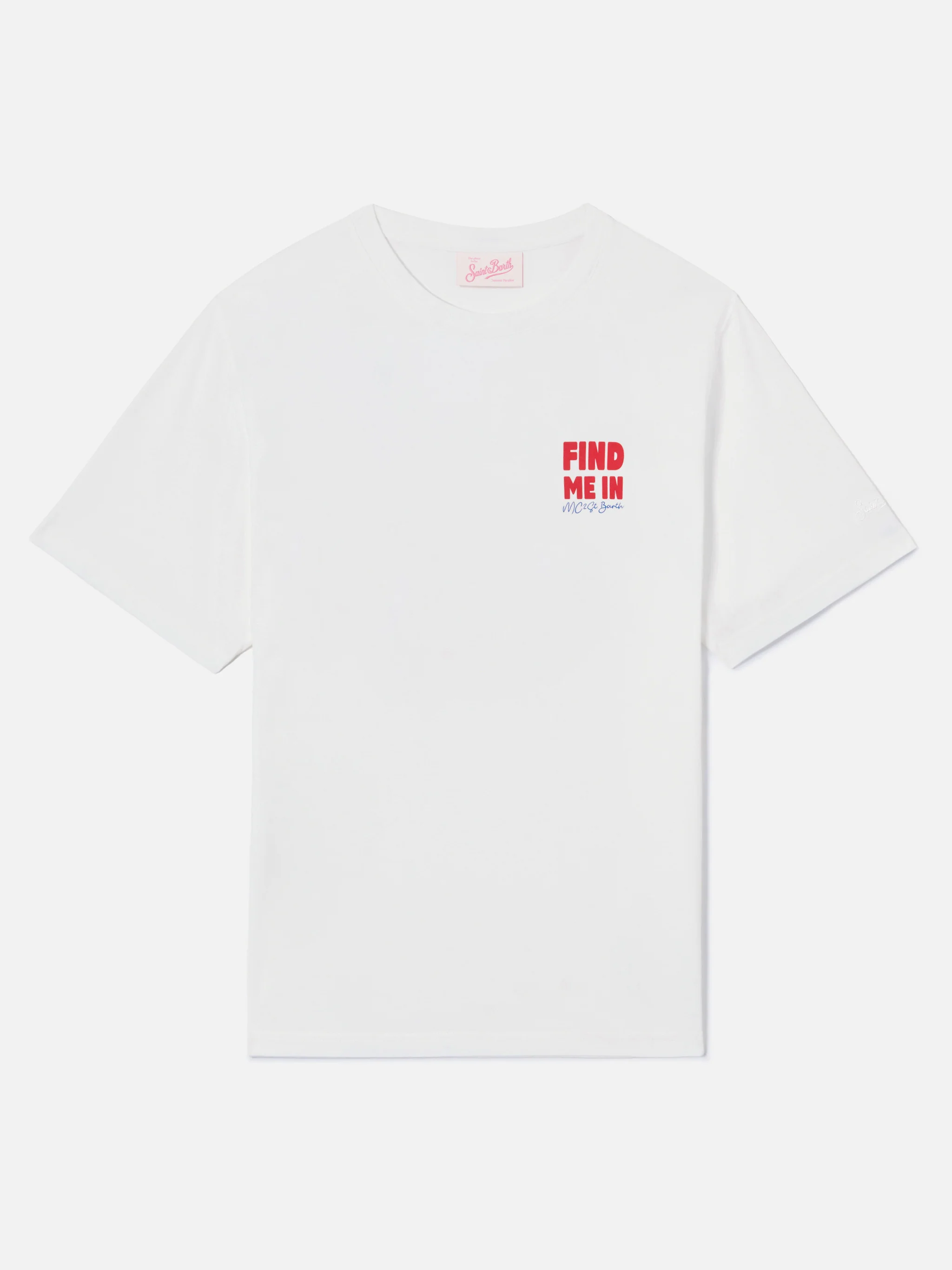White Emilie T-shirt with Find Me in Vacation print - Image 4