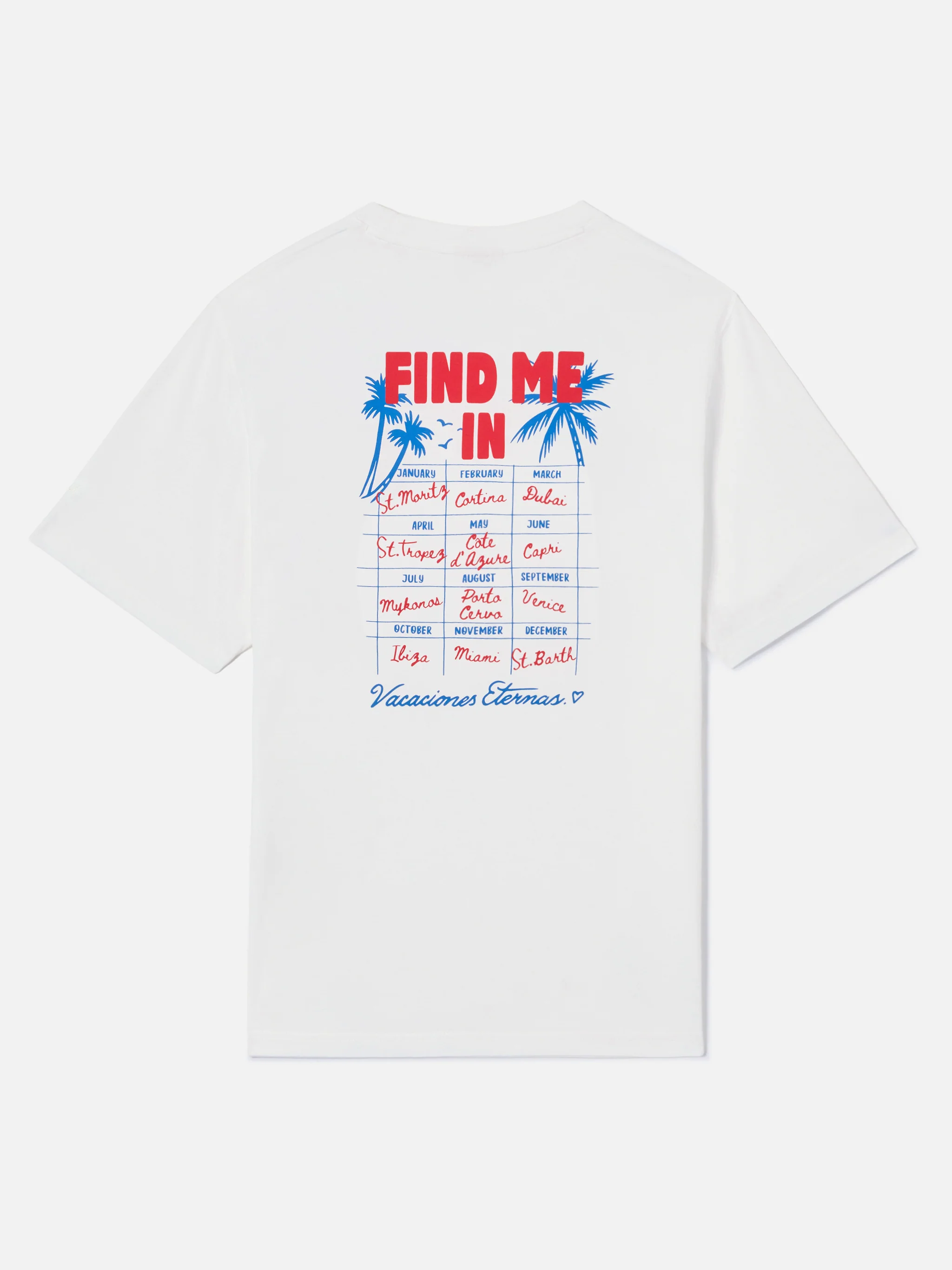 White Emilie T-shirt with Find Me in Vacation print - Image 5