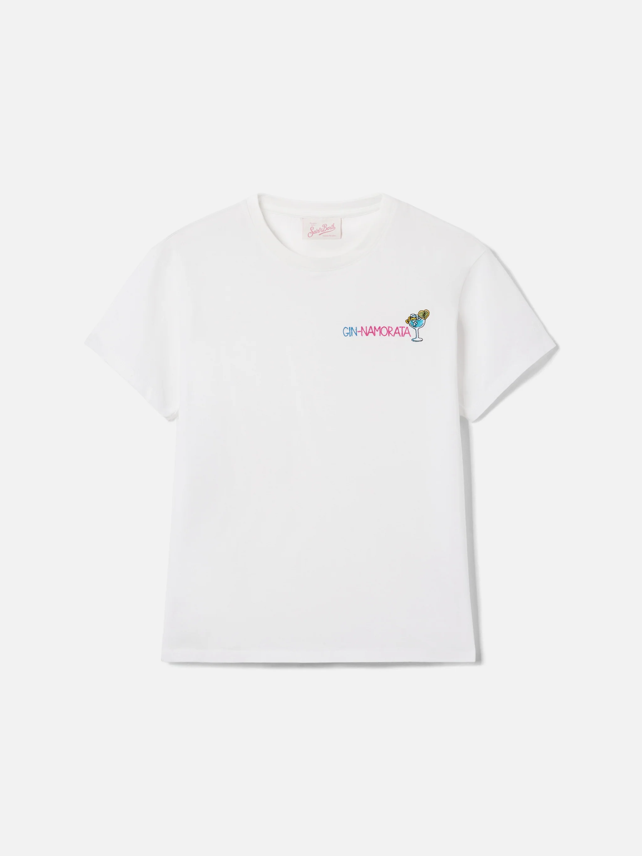 White Emilie T-shirt with Gin-namorata embroidery - Image 4