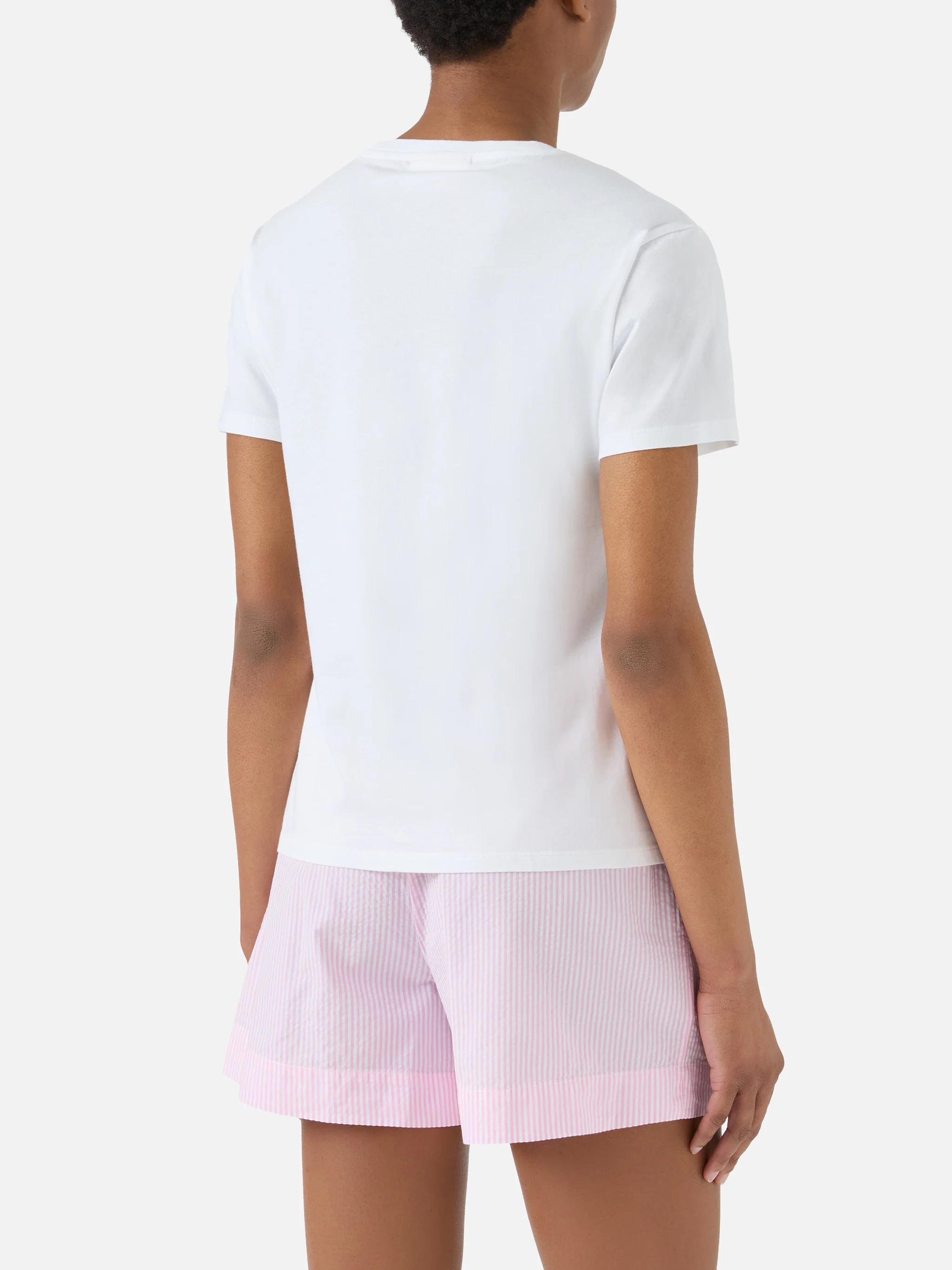 White Emilie T-shirt with Girls Just Wanna Have Wine embroidery - Image 3