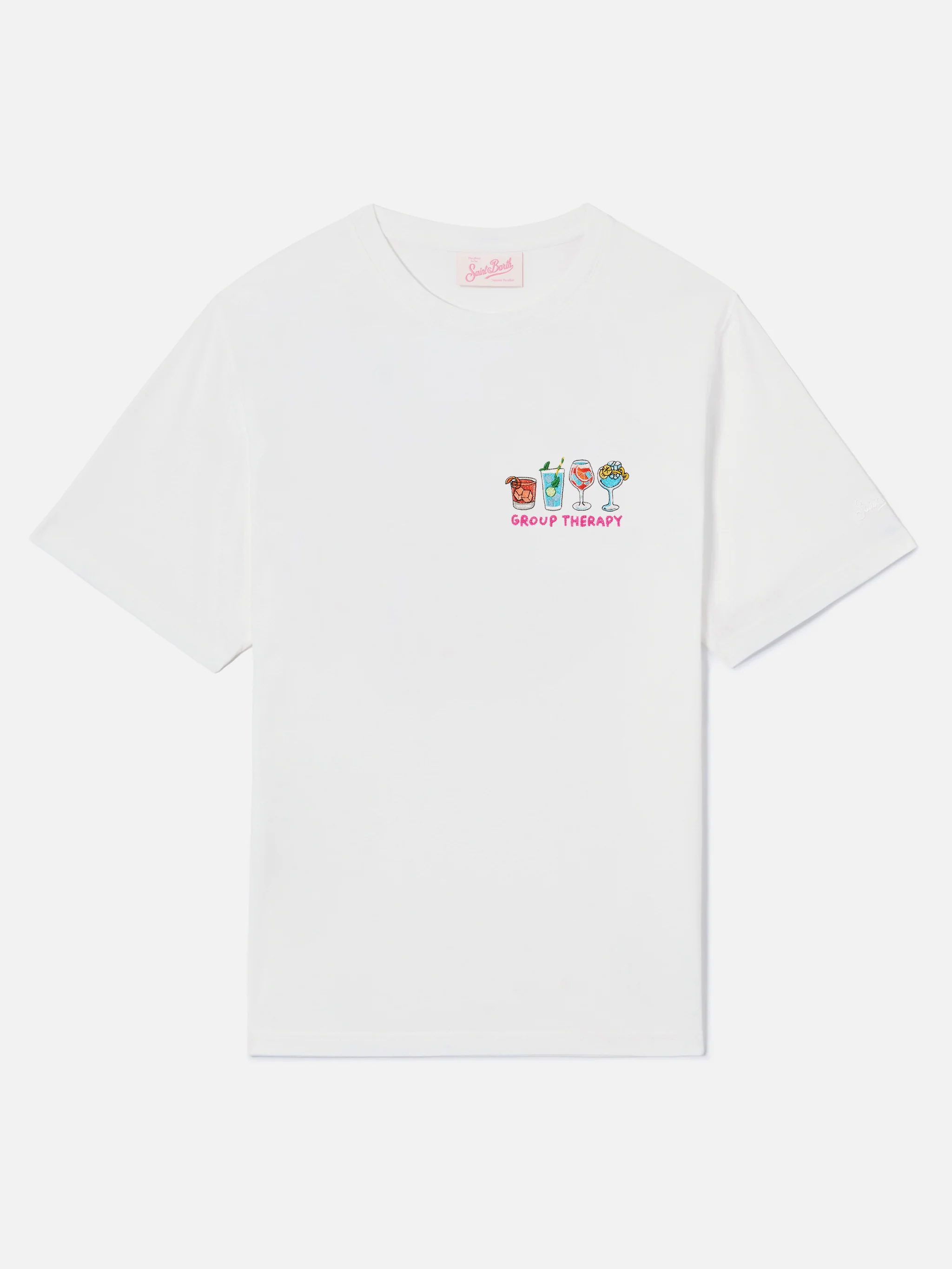 White Emilie T-shirt with Group Therapy embroidery - Image 4