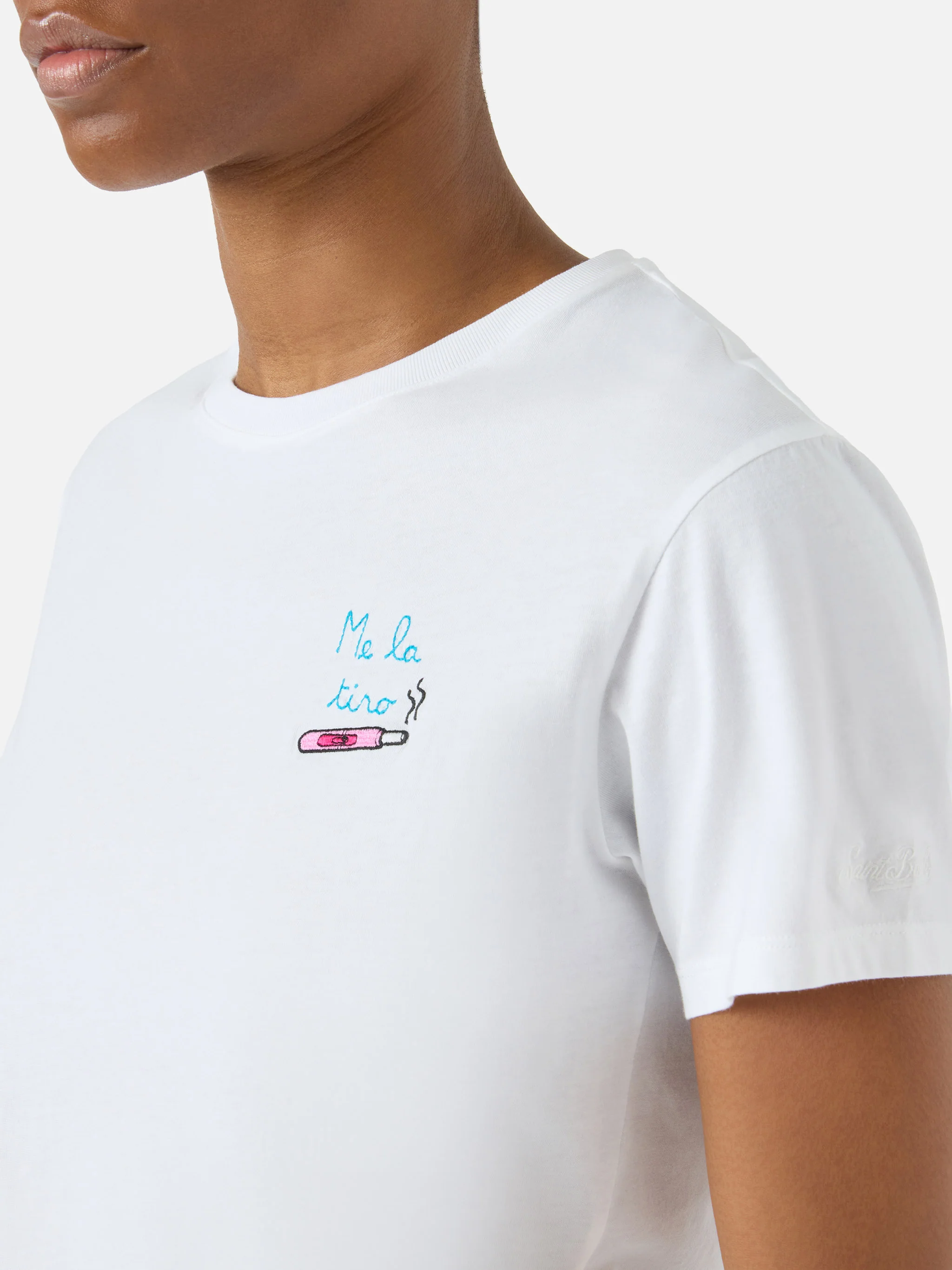 White Emilie T-shirt with Me la tiro embroidery - Image 2
