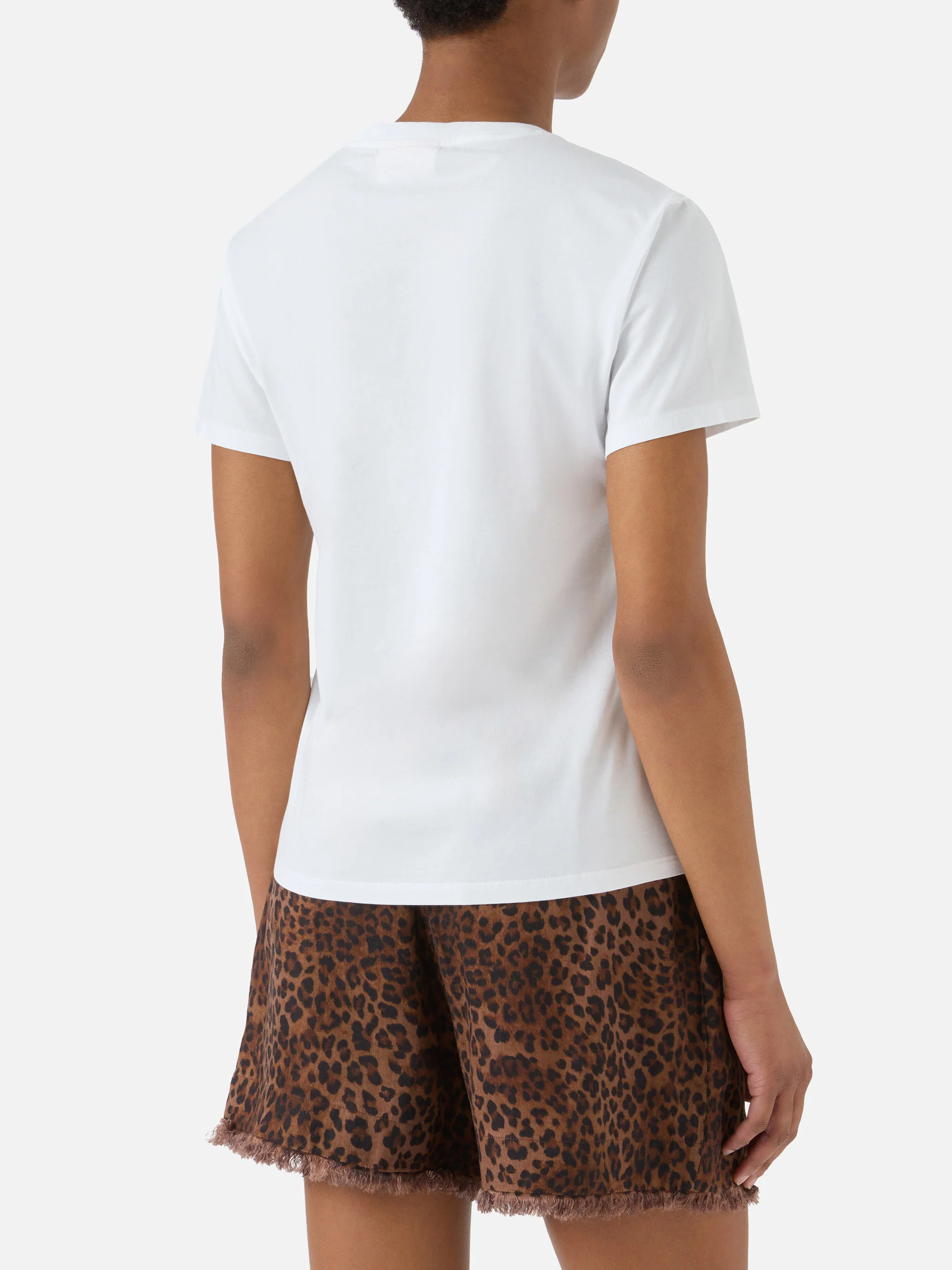 White Emilie T-shirt with rhinestone logo - Image 3