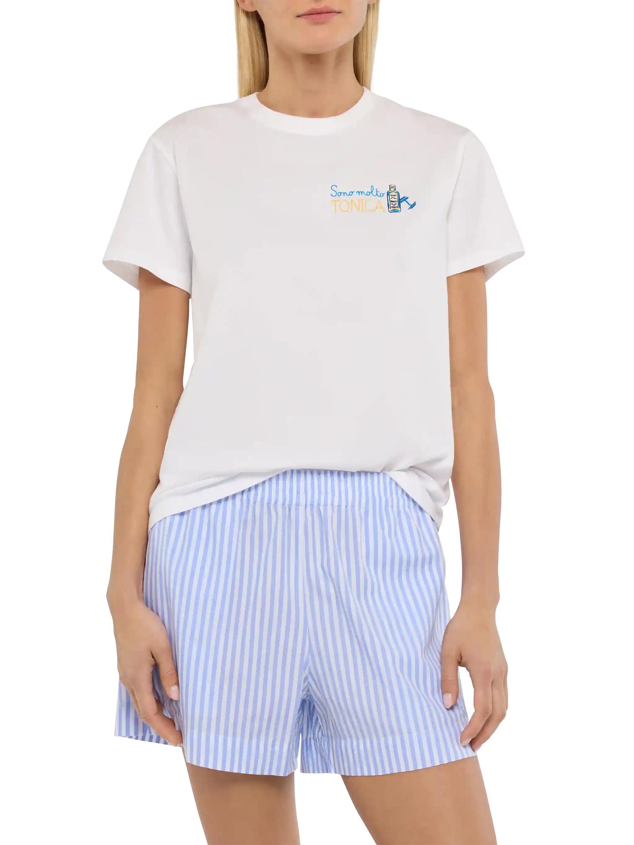White Emilie T-shirt with Sono molto Tonica embroidery - Image 2