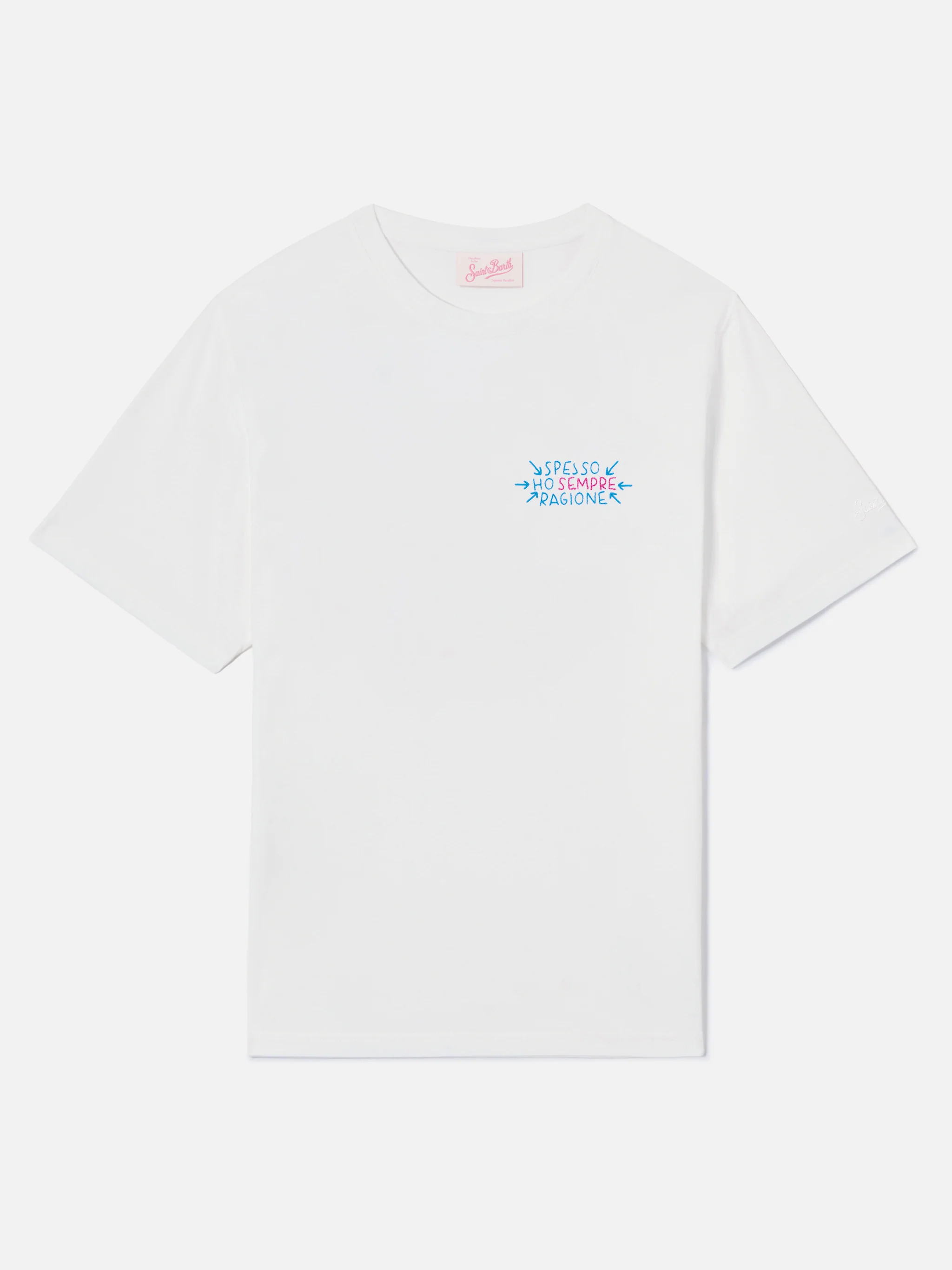 White Emilie T-shirt with Spesso ho sempre ragione embroidery - Image 4