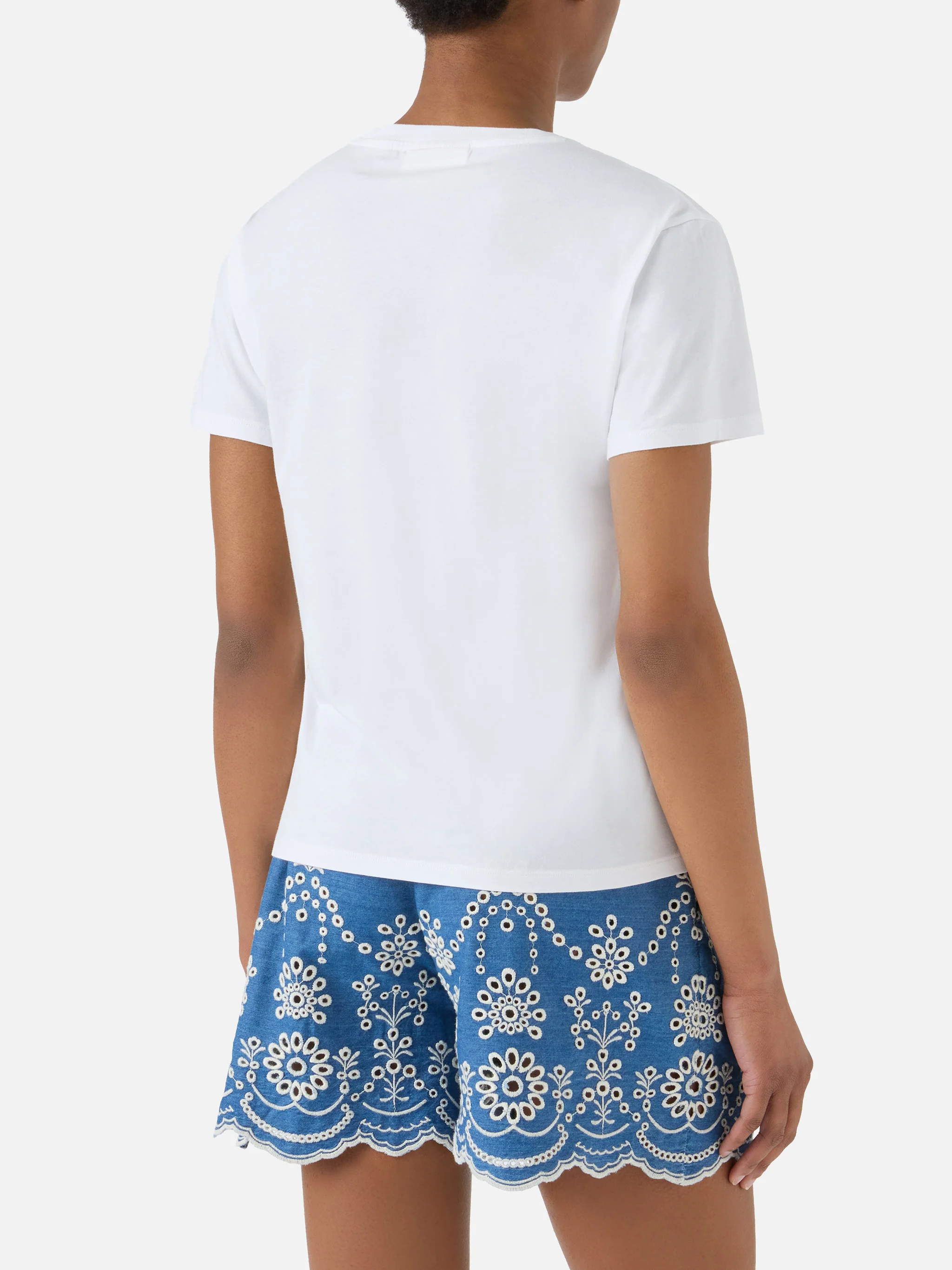White Emilie T-shirt with Una vita equilibrata embroidery - Image 3
