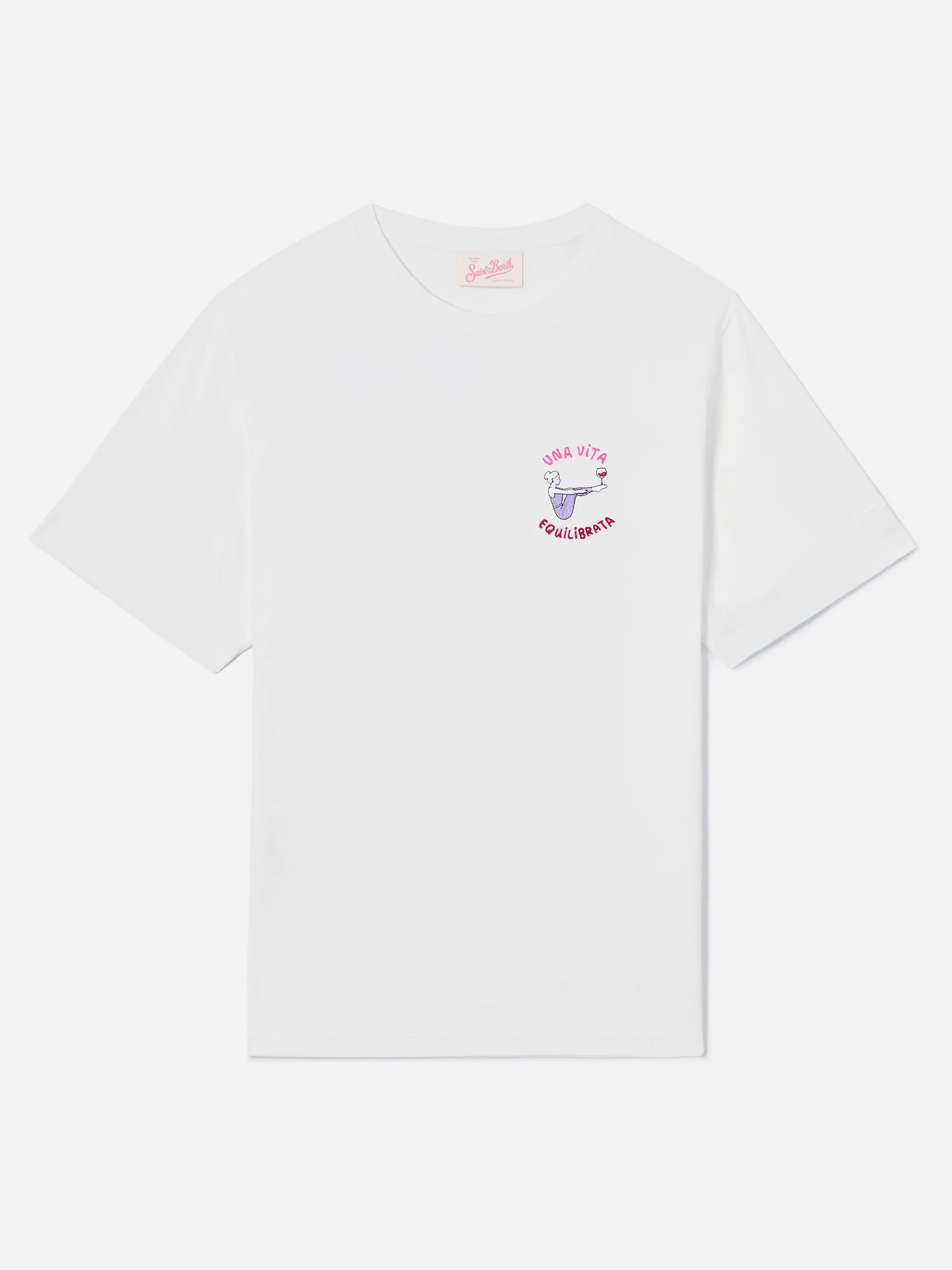 White Emilie T-shirt with Una vita equilibrata embroidery - Image 4