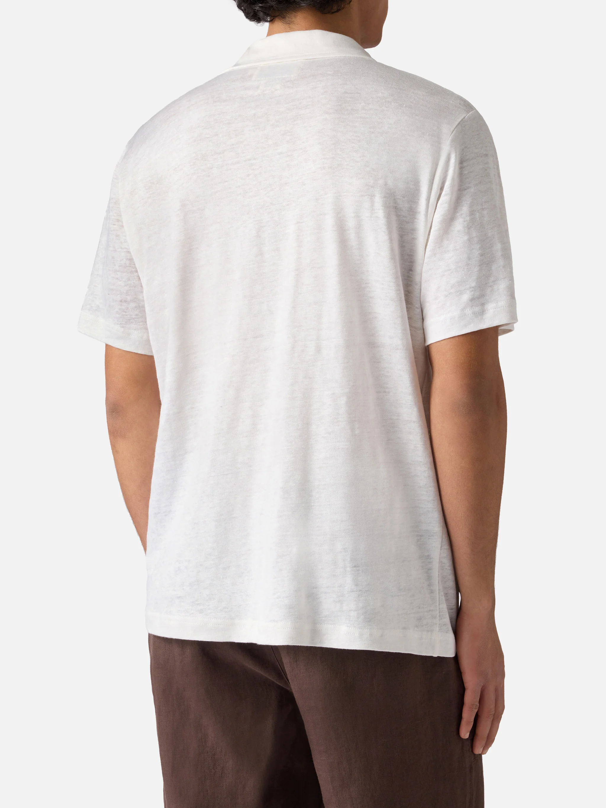 White Fraser polo in pure linen - Image 3