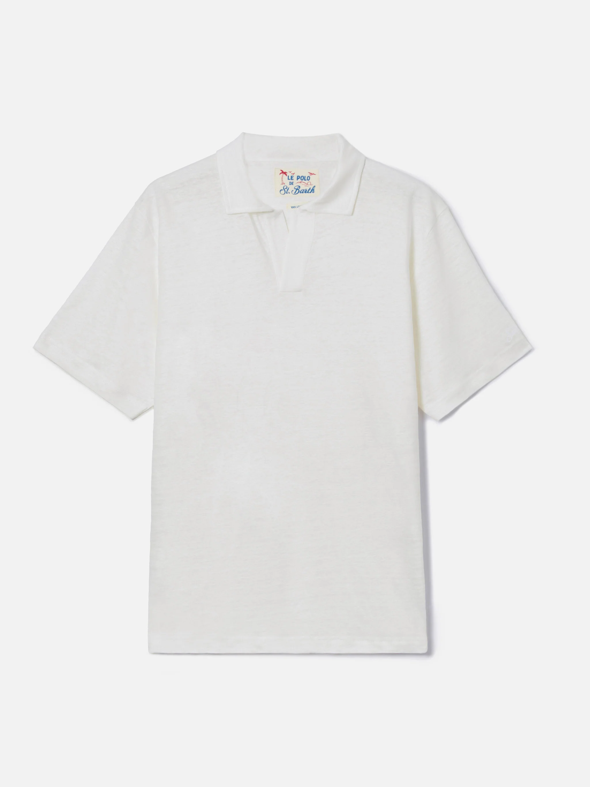 White Fraser polo in pure linen - Image 4