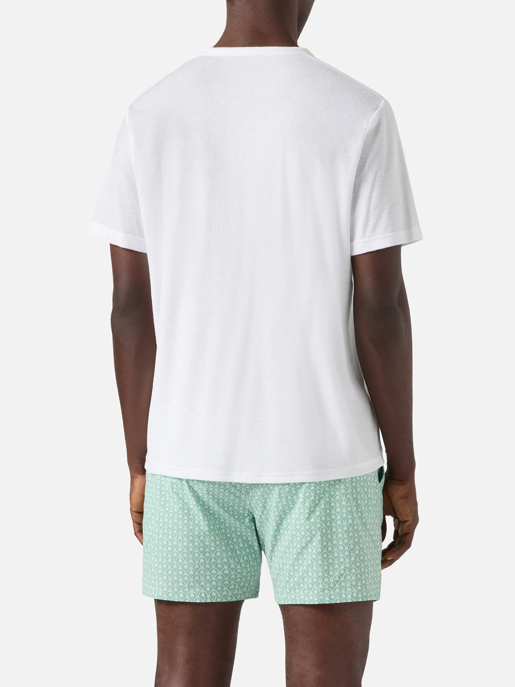 White Gary cotton terry-effect t-shirt with logo embroidery - Image 4