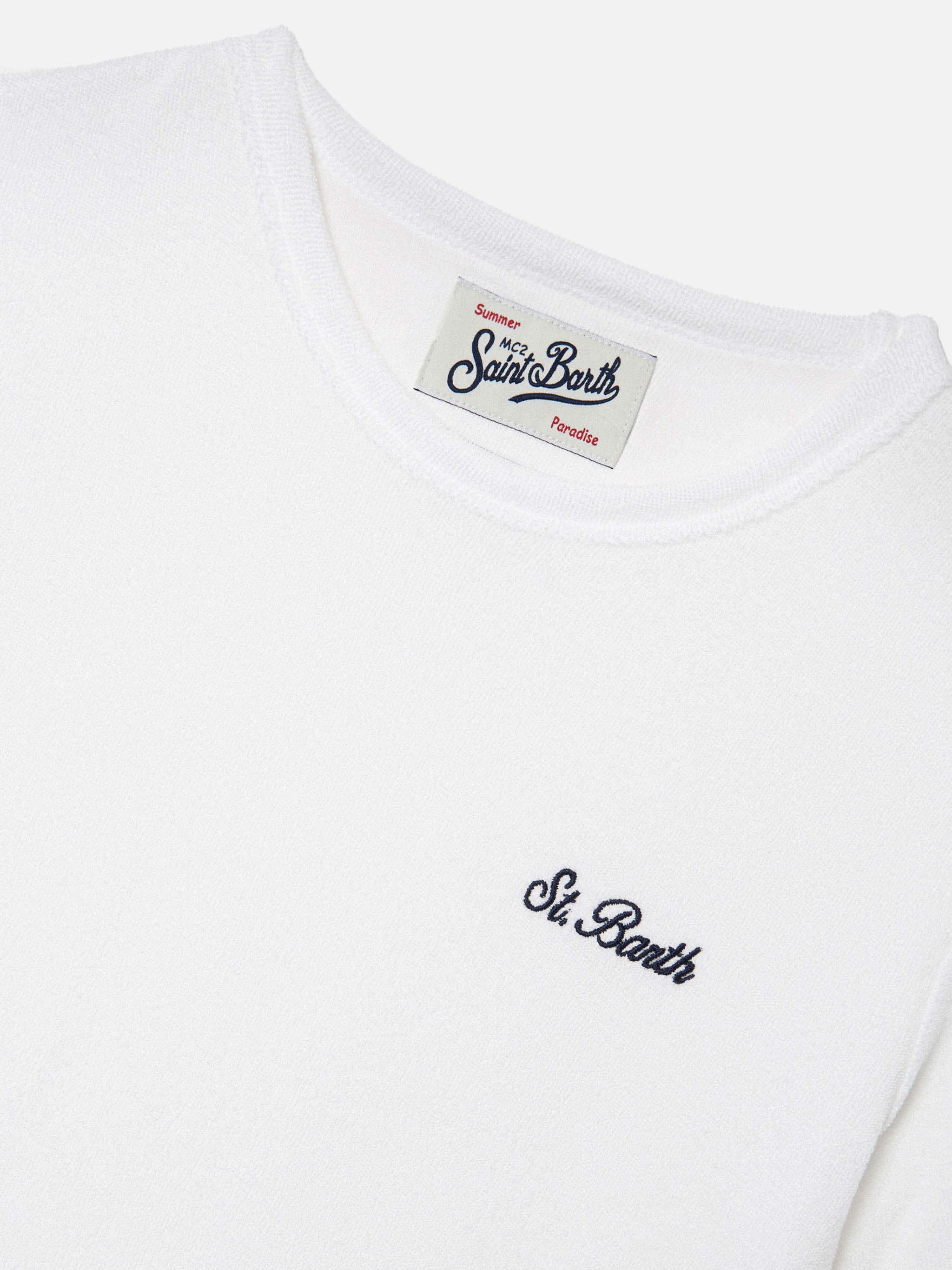 White Gary Jr t-shirt in terry-effect fabric with embroidered logo - Image 2