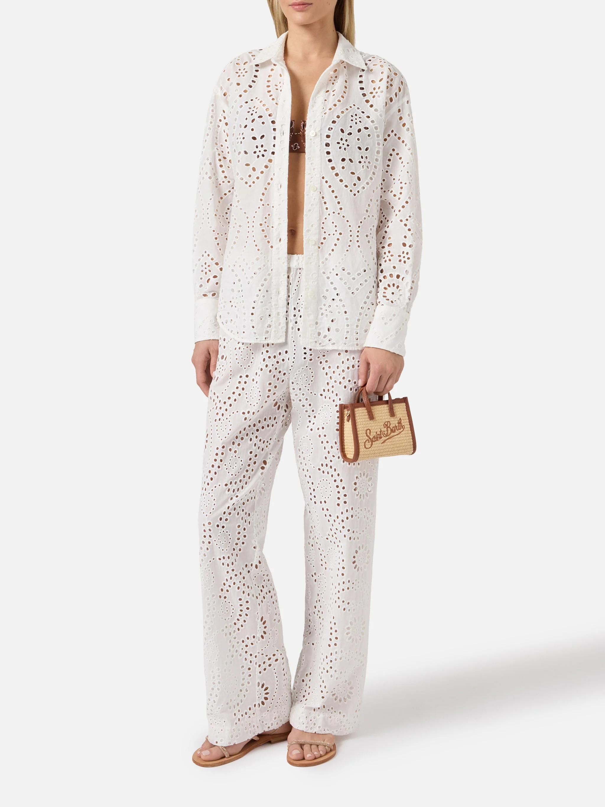 White Inez broderie anglaise trousers - Image 2