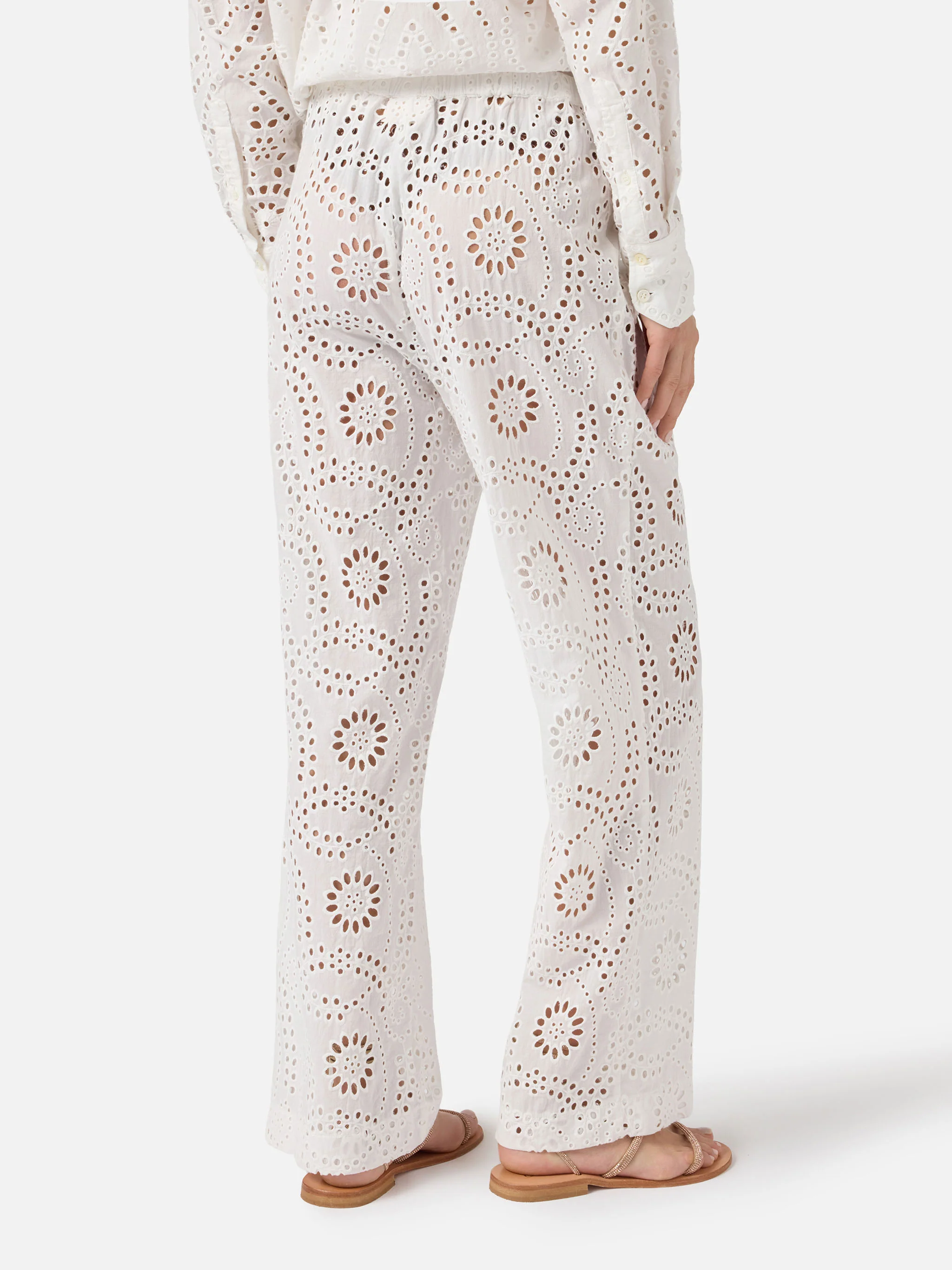 White Inez broderie anglaise trousers - Image 3