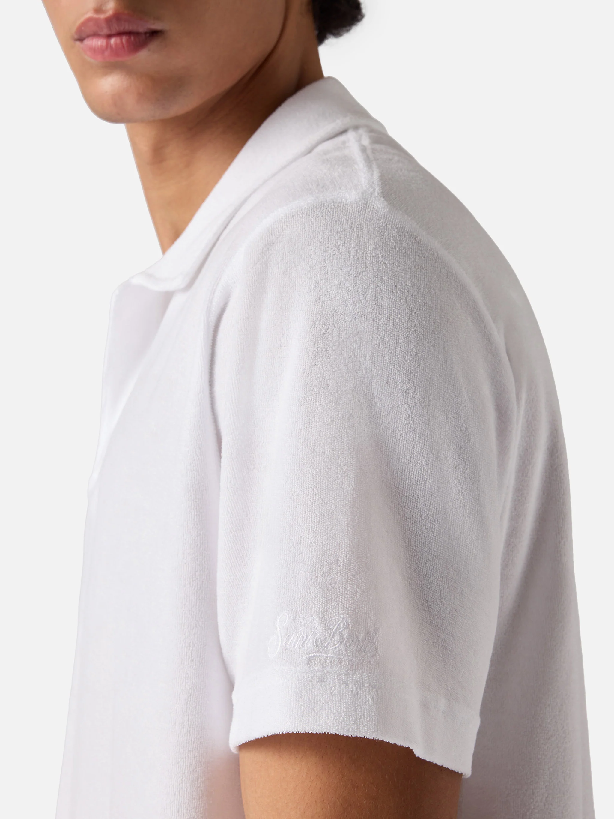 White Jeremy polo in terry-effect cotton - Image 3