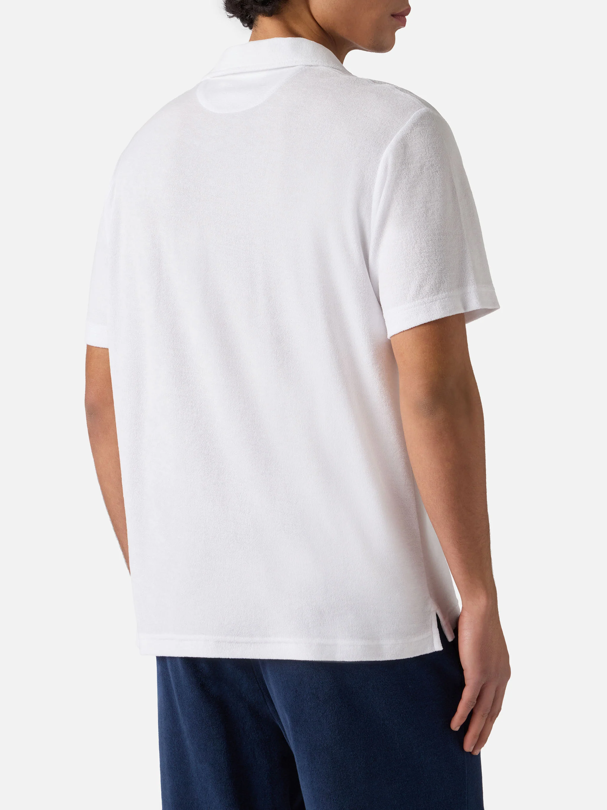 White Jeremy polo in terry-effect cotton - Image 4