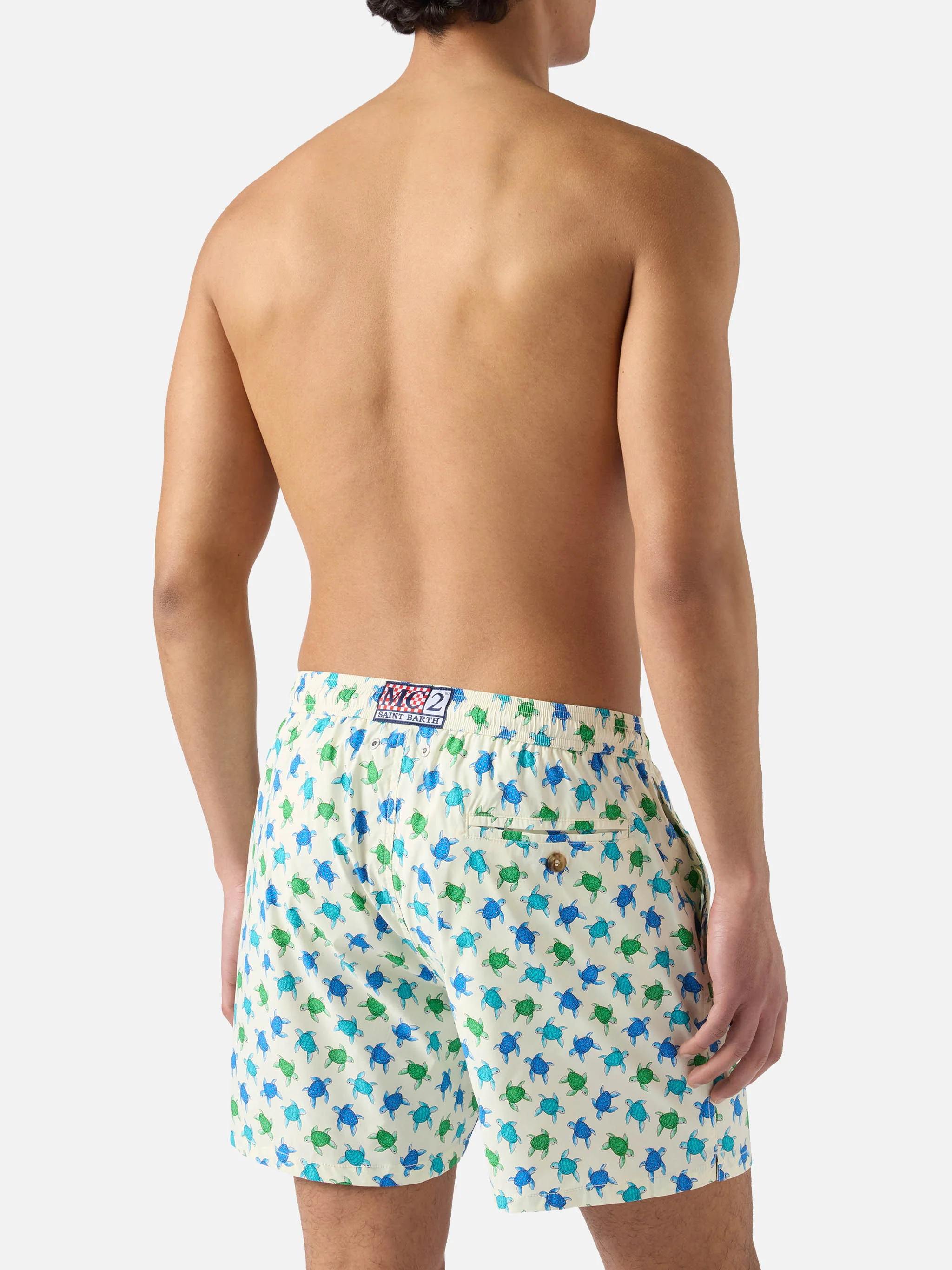 White Lighting Micro swim shorts with all-over turtle print - Image 5