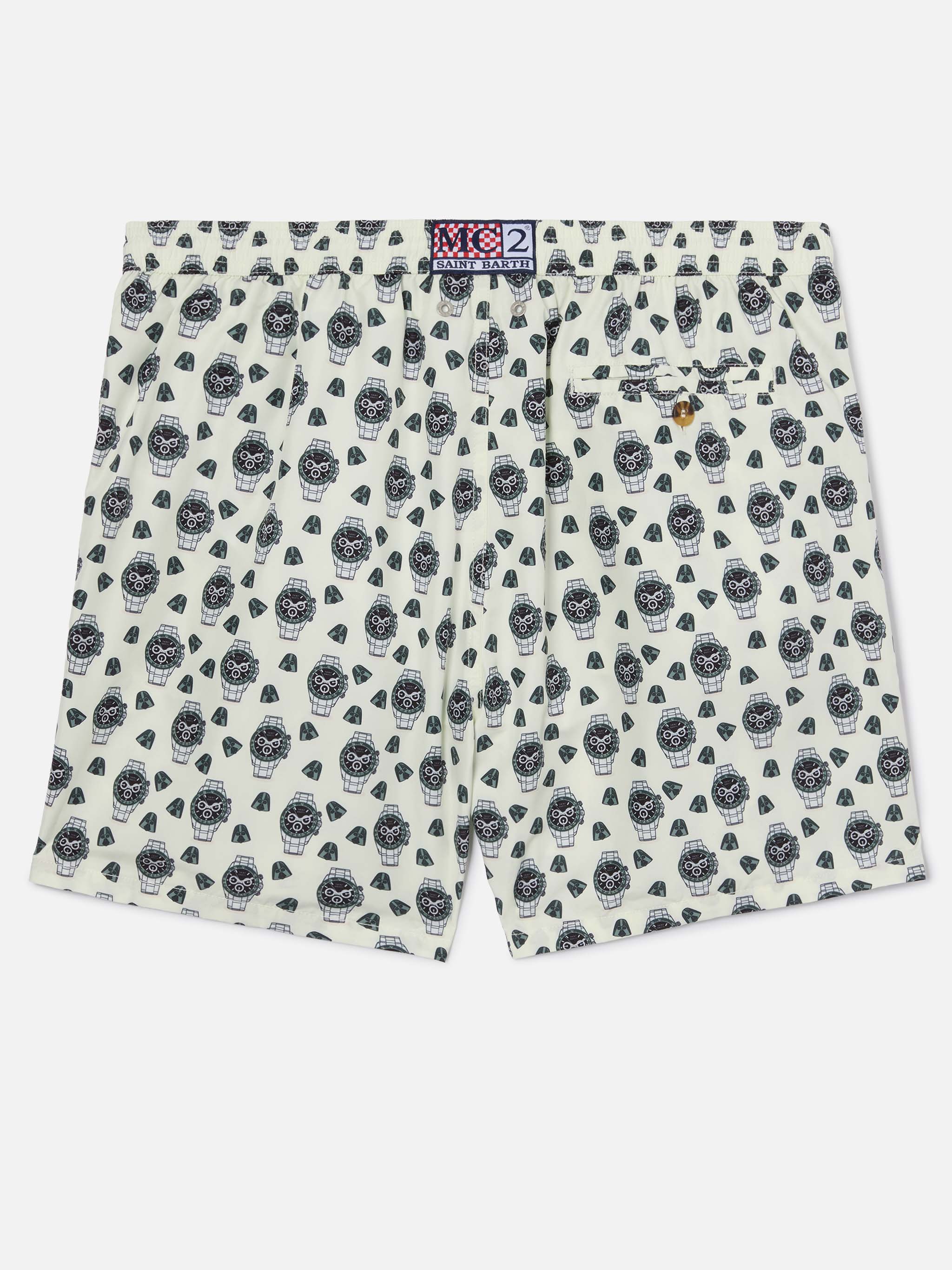White Lighting Micro swim shorts with watch in the night print - Image 2