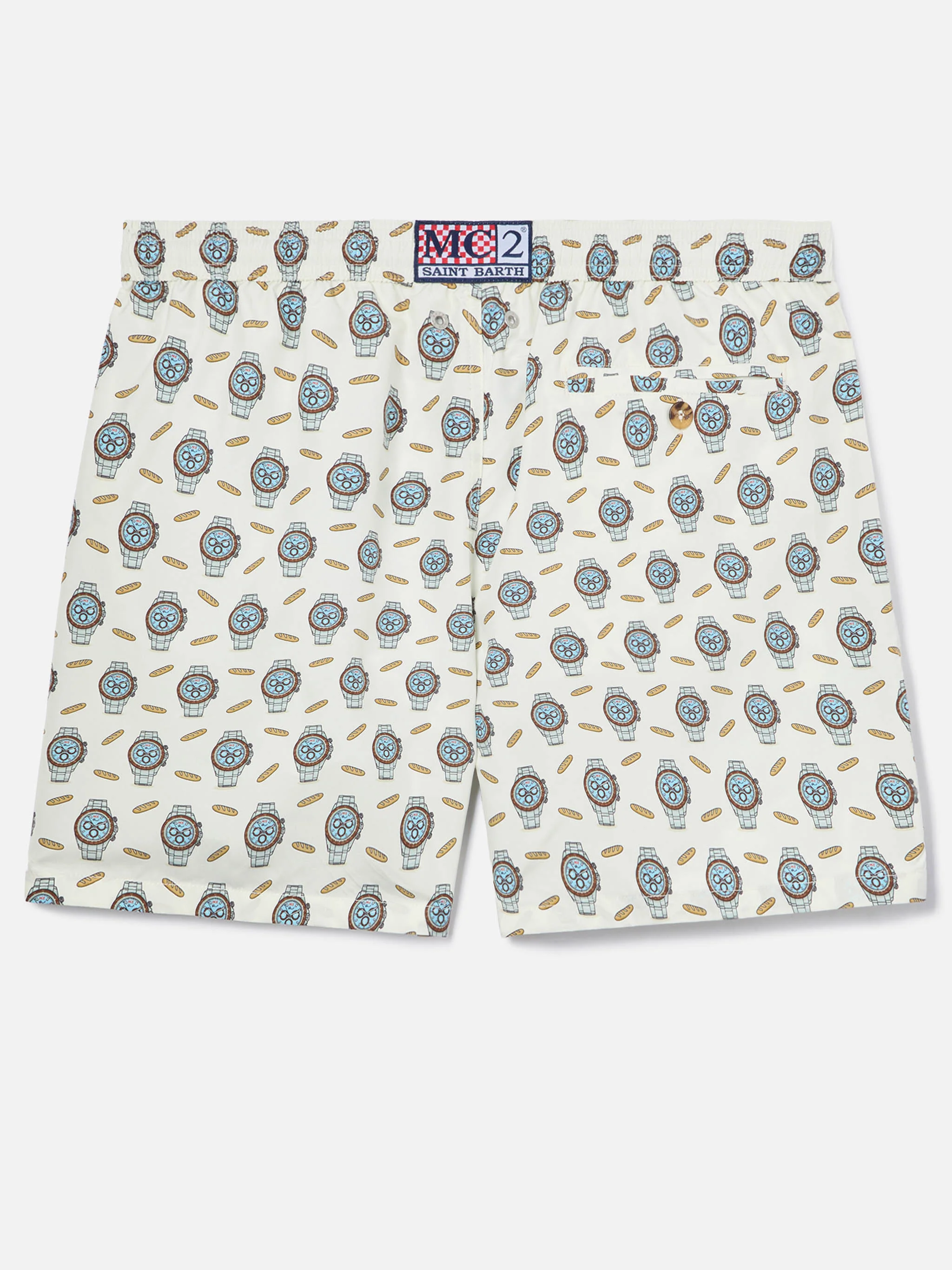 White Lighting Micro swim shorts with watches and baguettes print - Image 2