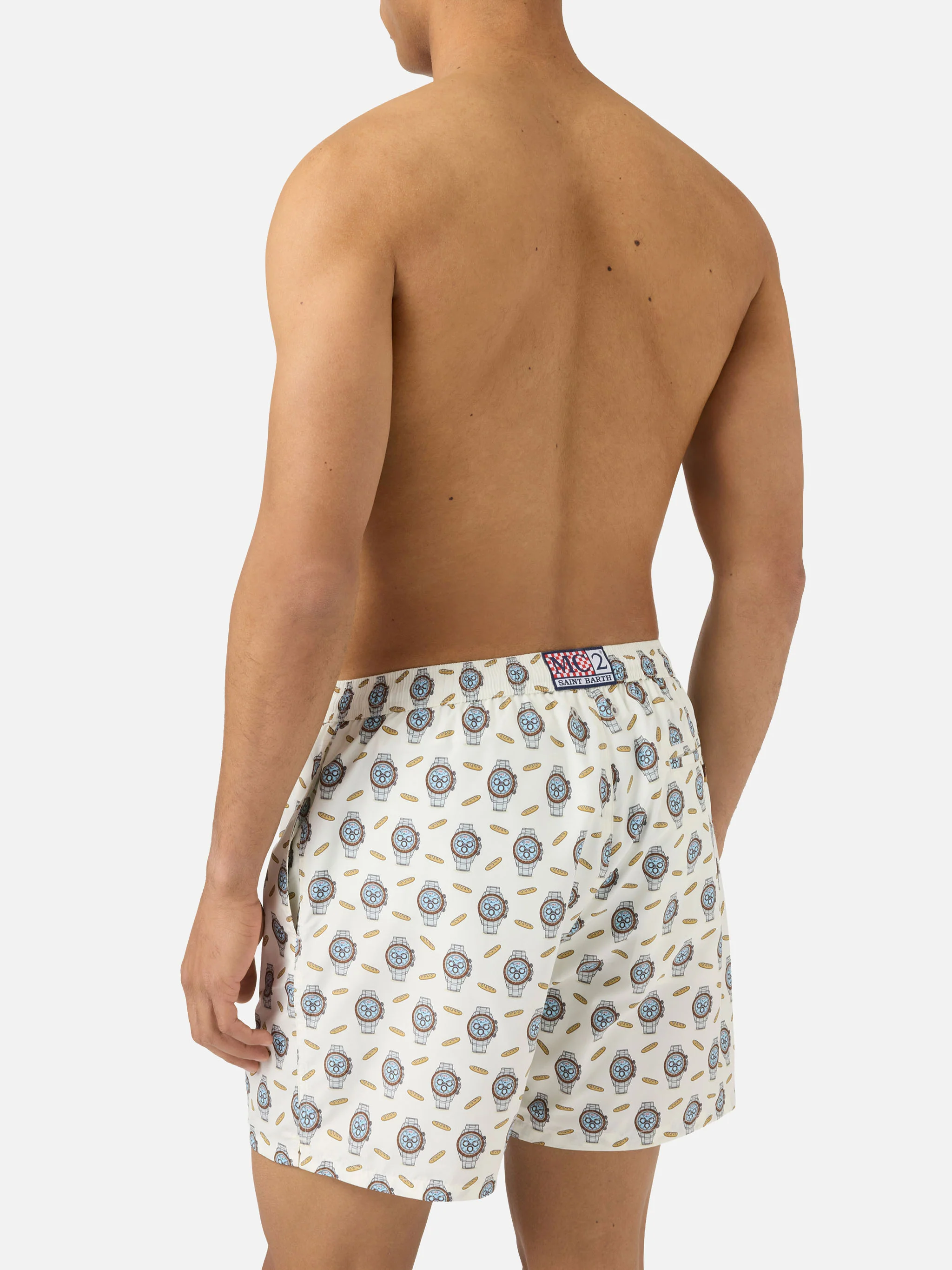 White Lighting Micro swim shorts with watches and baguettes print - Image 5