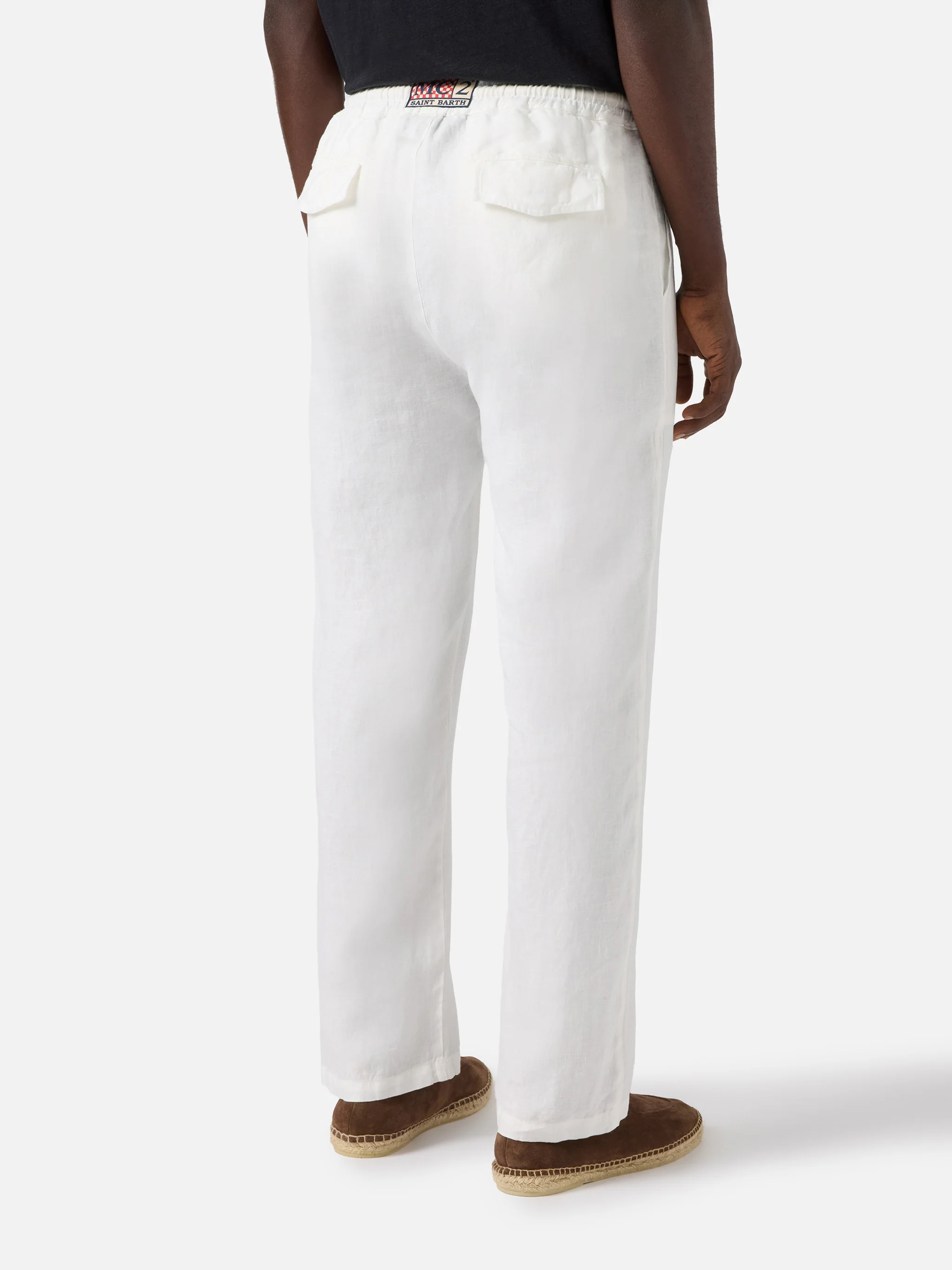 White linen pants Calais with drawstring - Image 2