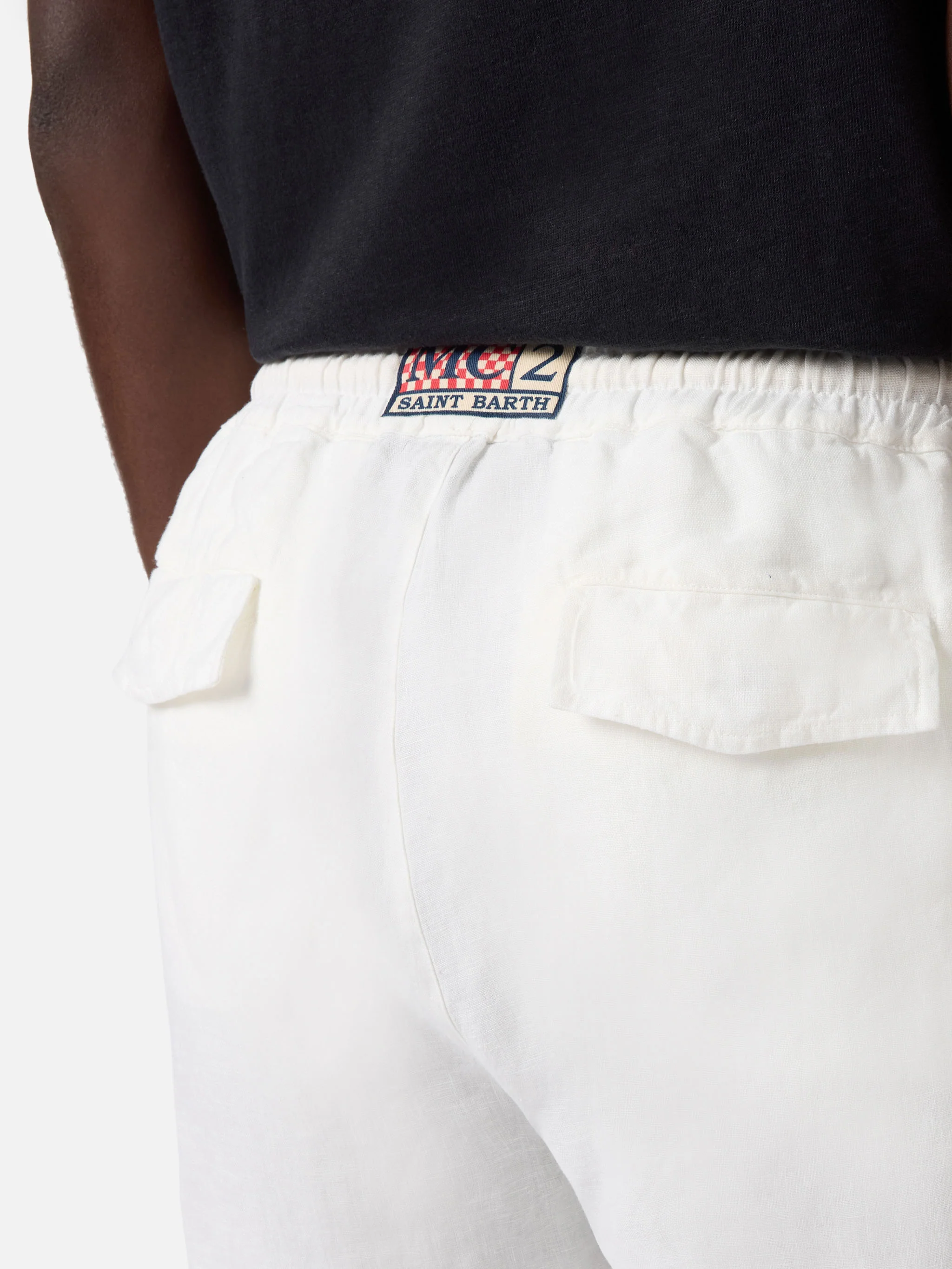 White linen pants Calais with drawstring - Image 3