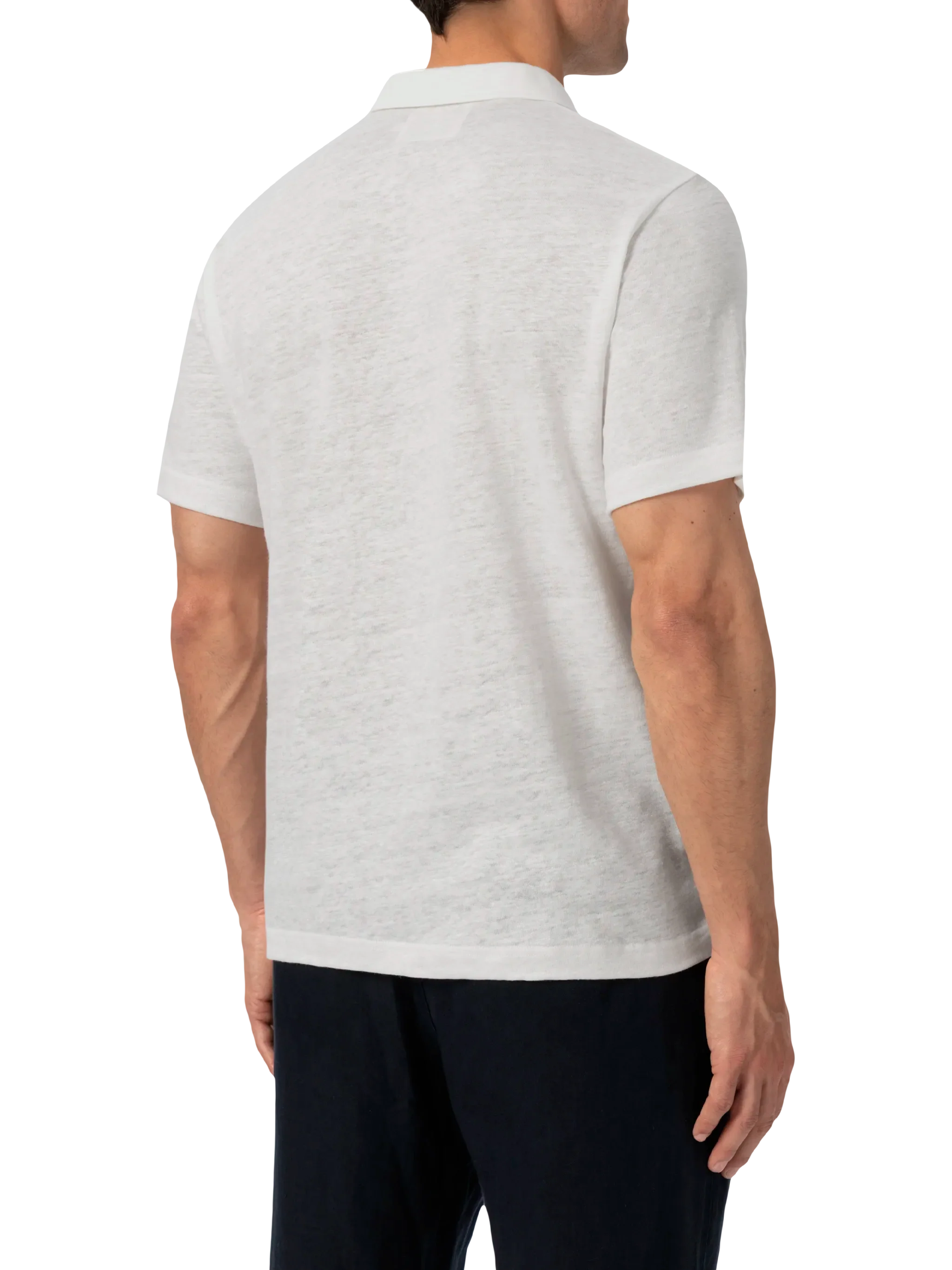 White linen buttonless polo shirt Fraser - Image 2