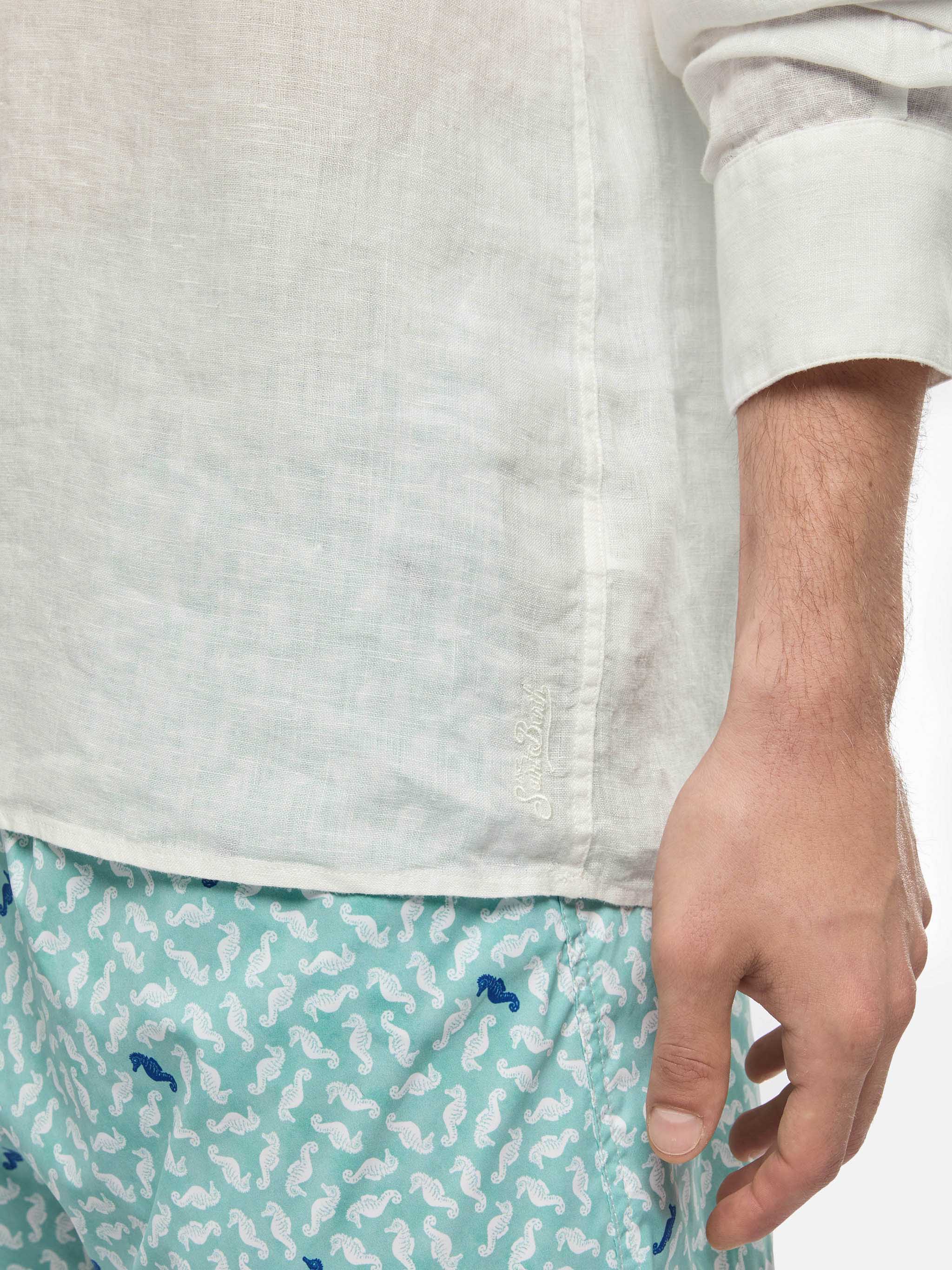 White linen polo shirt Ventotene - Image 2