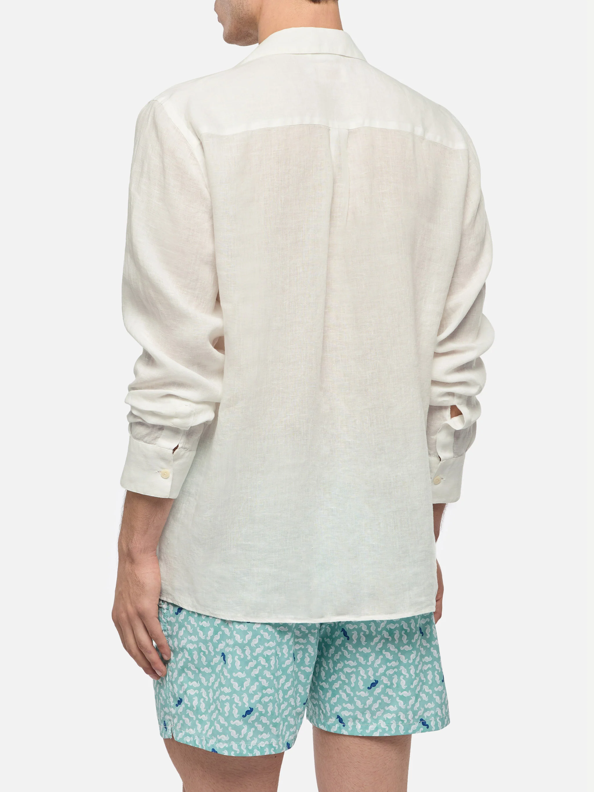 White linen polo shirt Ventotene - Image 3