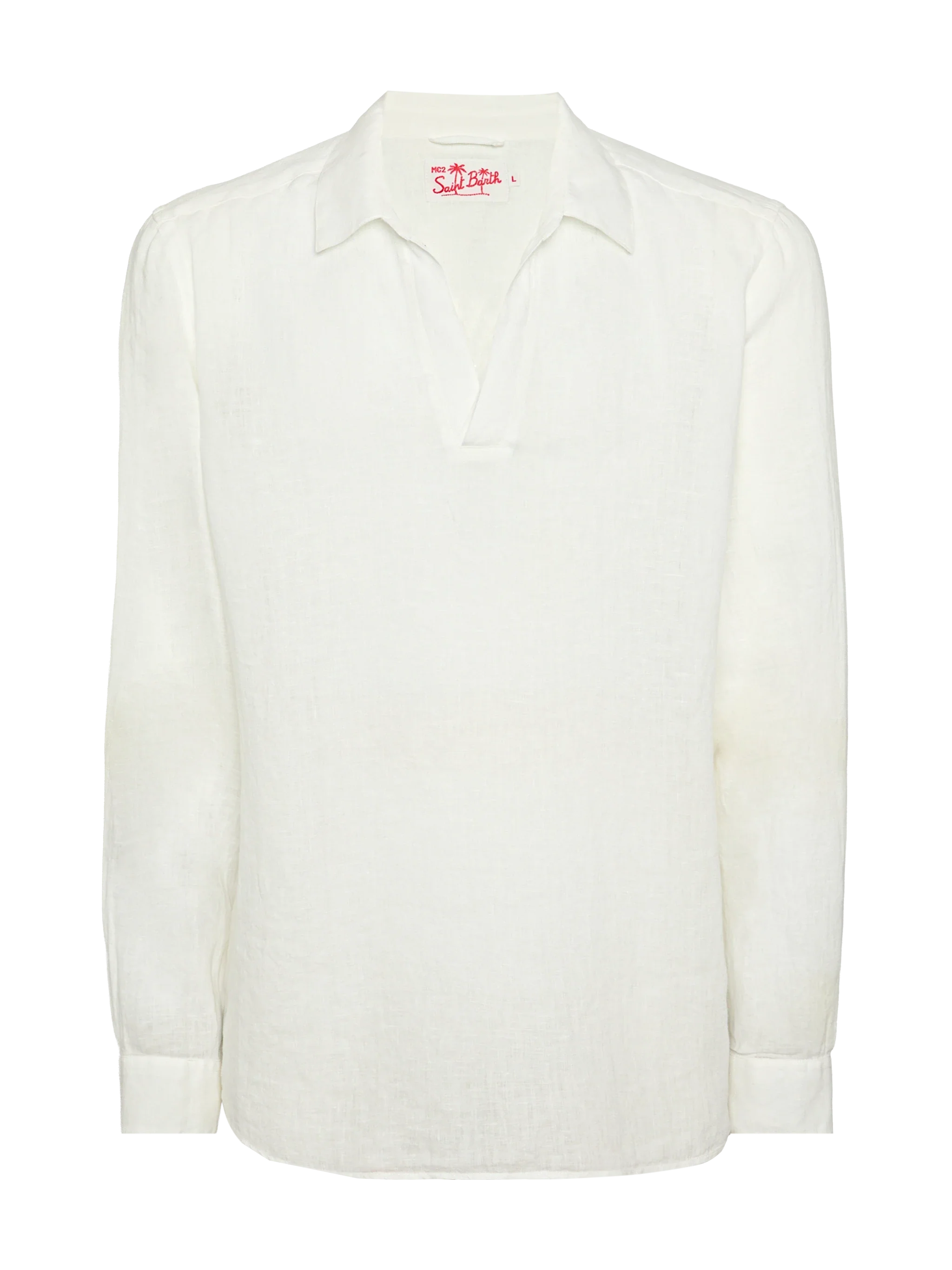 White linen polo shirt Ventotene - Image 4