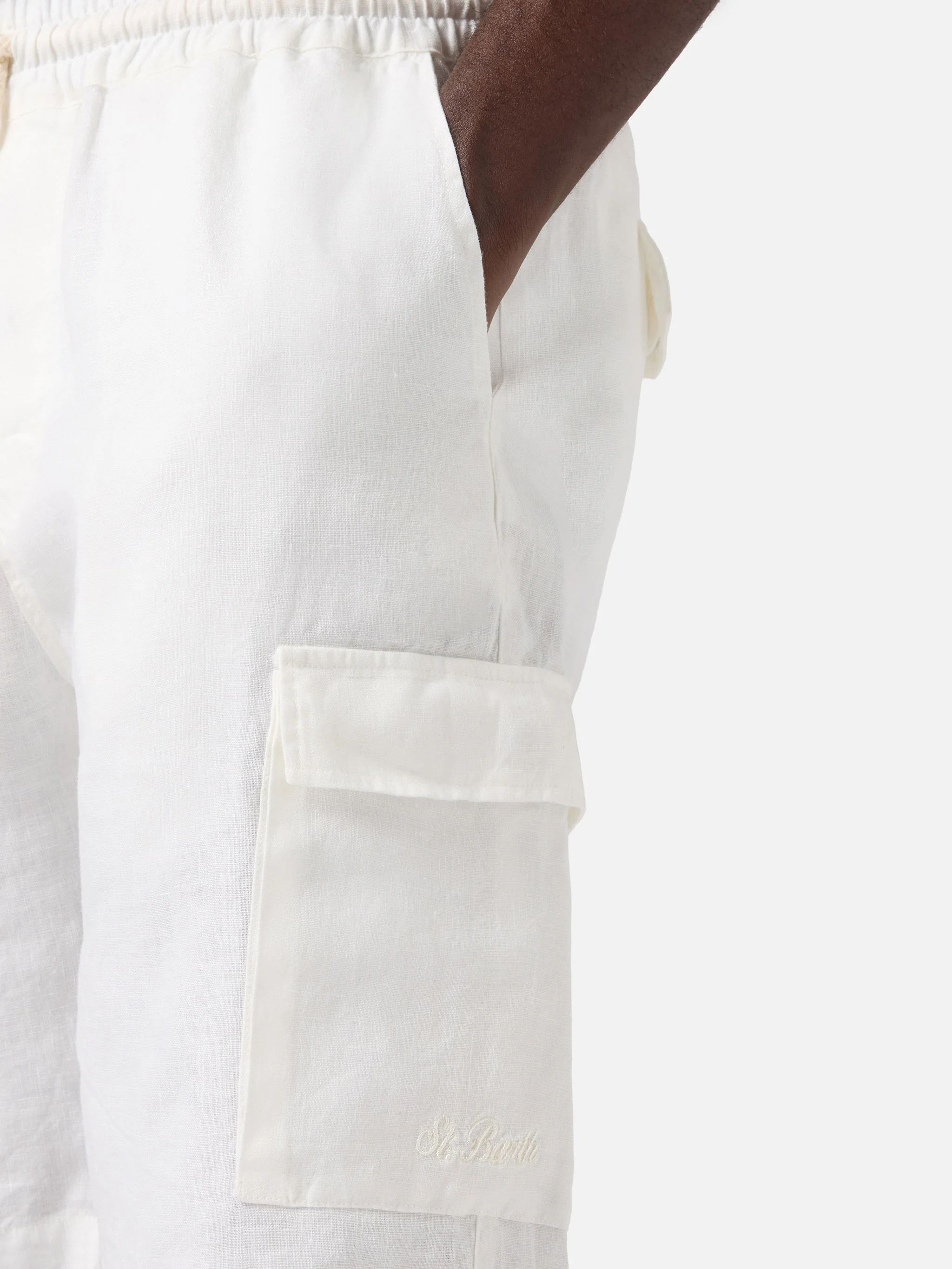 White Marseille bermuda shorts in pure linen - Image 2