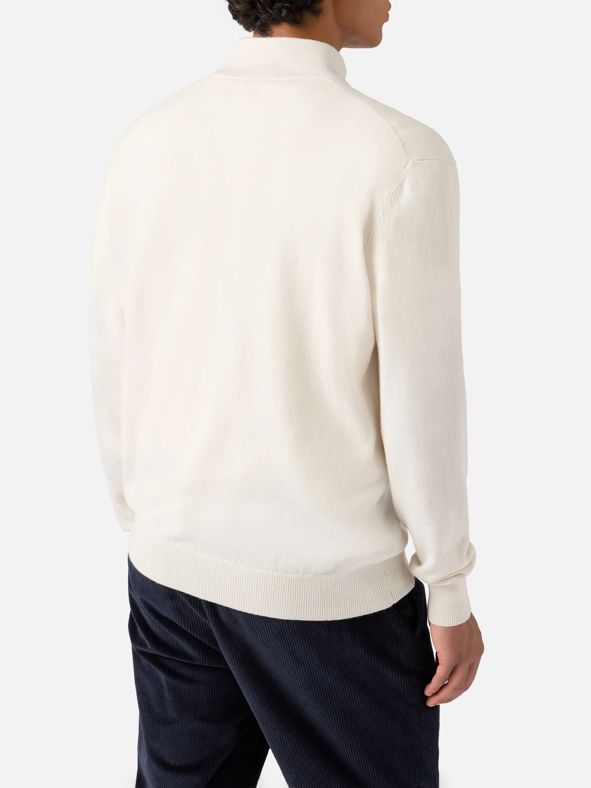 Half-zip sweater in white merino wool and cashmere - Image 3
