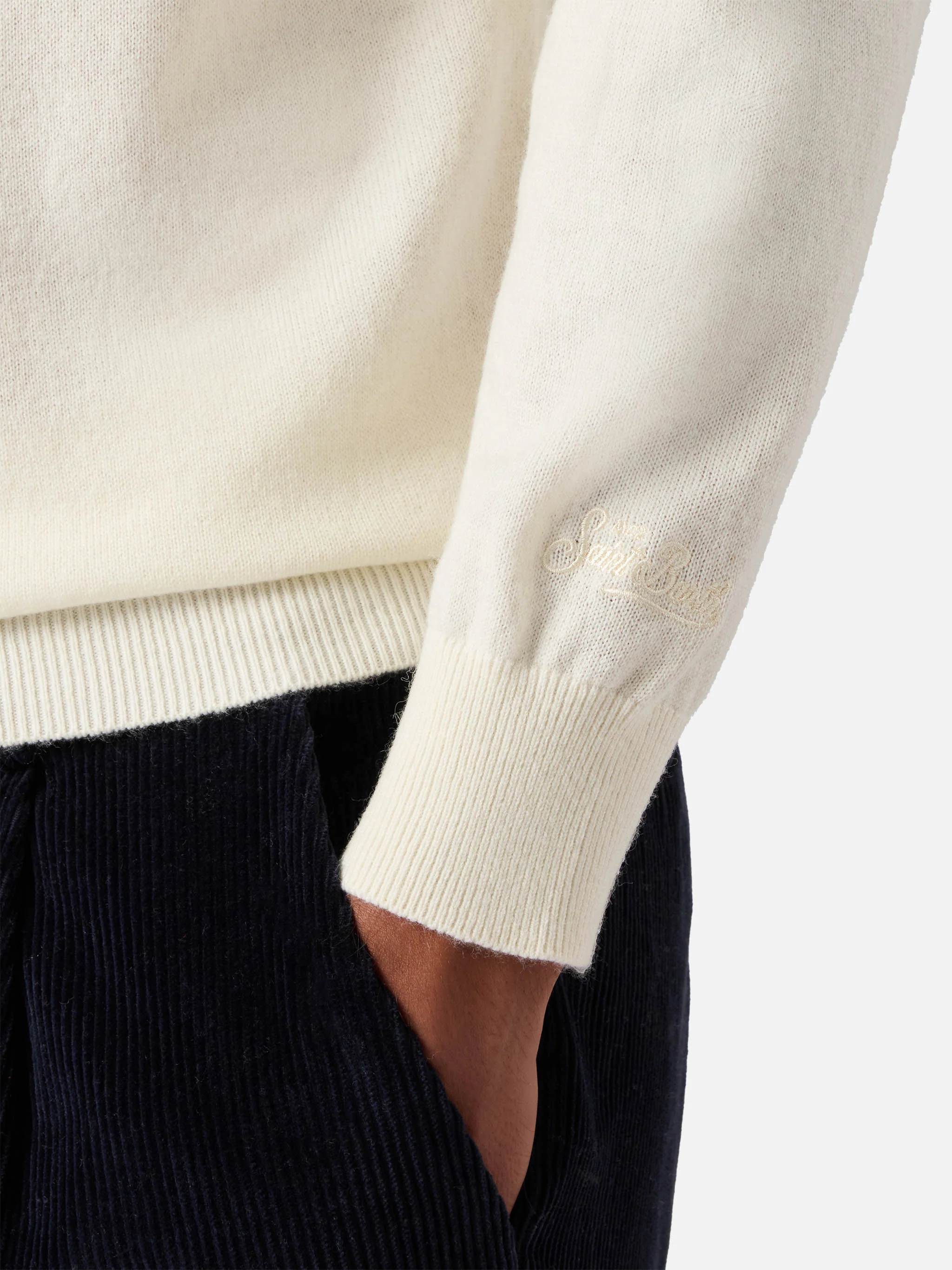 Turtleneck sweater Bond in white merino wool and cashmere - Image 4