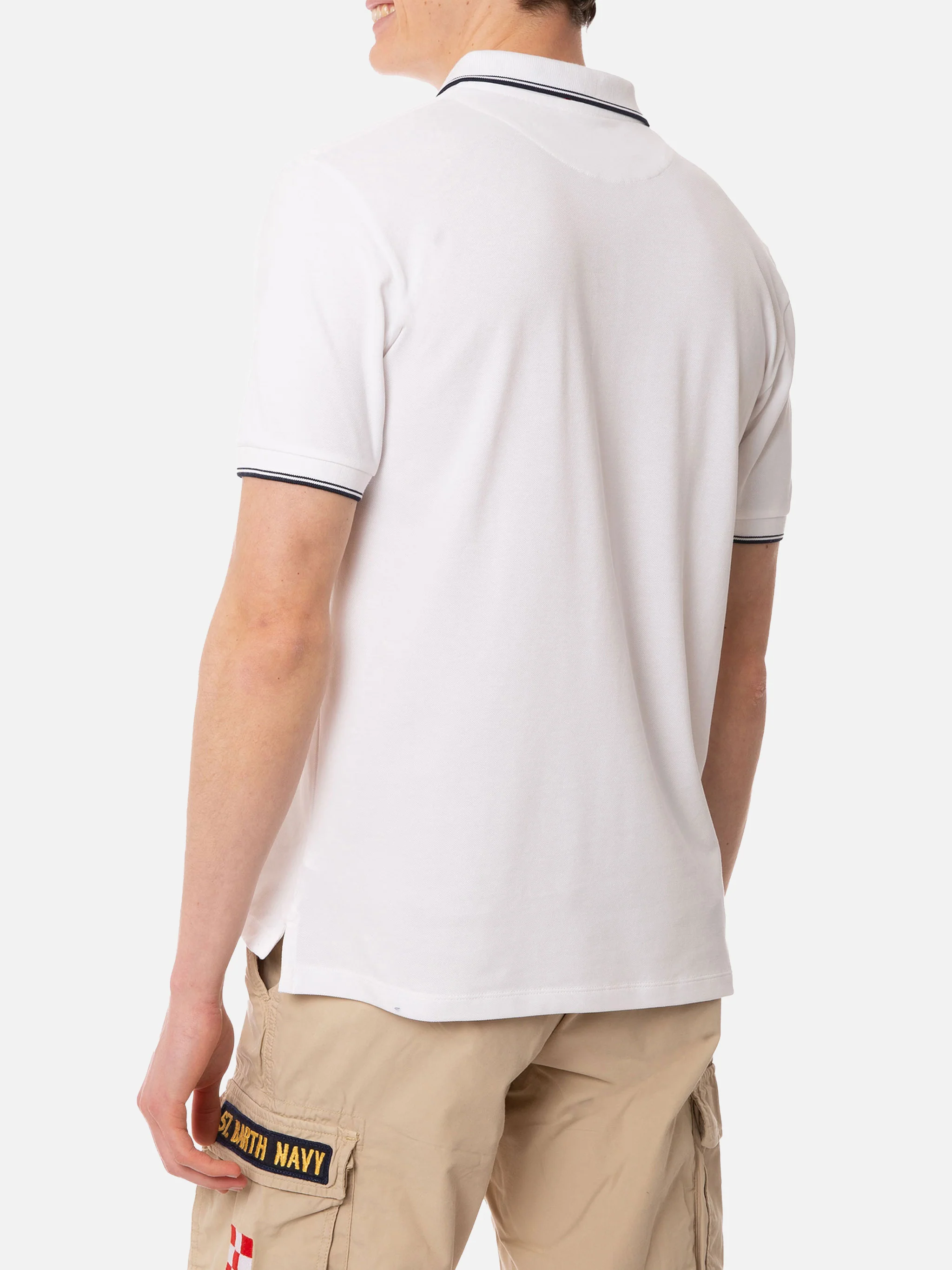 White piquet polo with St. Barth logo - Image 2
