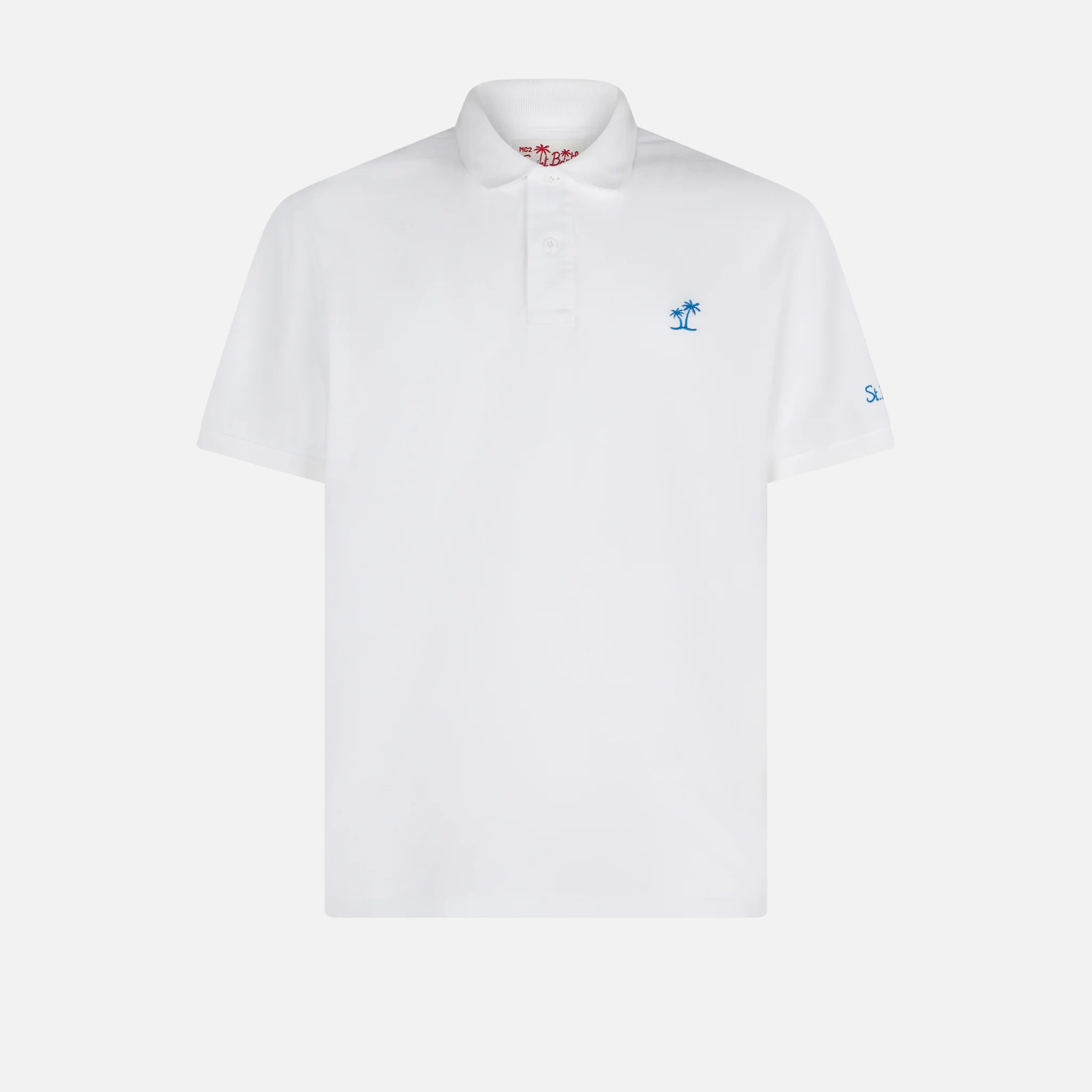 White piquet polo with St. Barth logo with vintage effect - Image 4